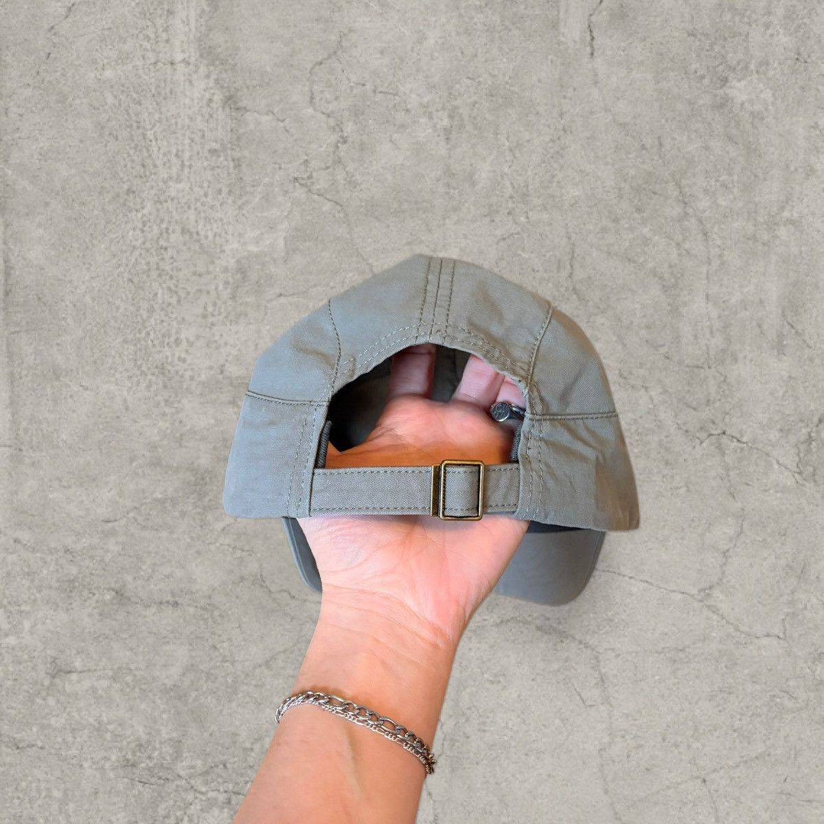 Japanese Brand Cool vintage style cap, grey blue with beige logo. One size Size ONE SIZE - 4 Thumbnail
