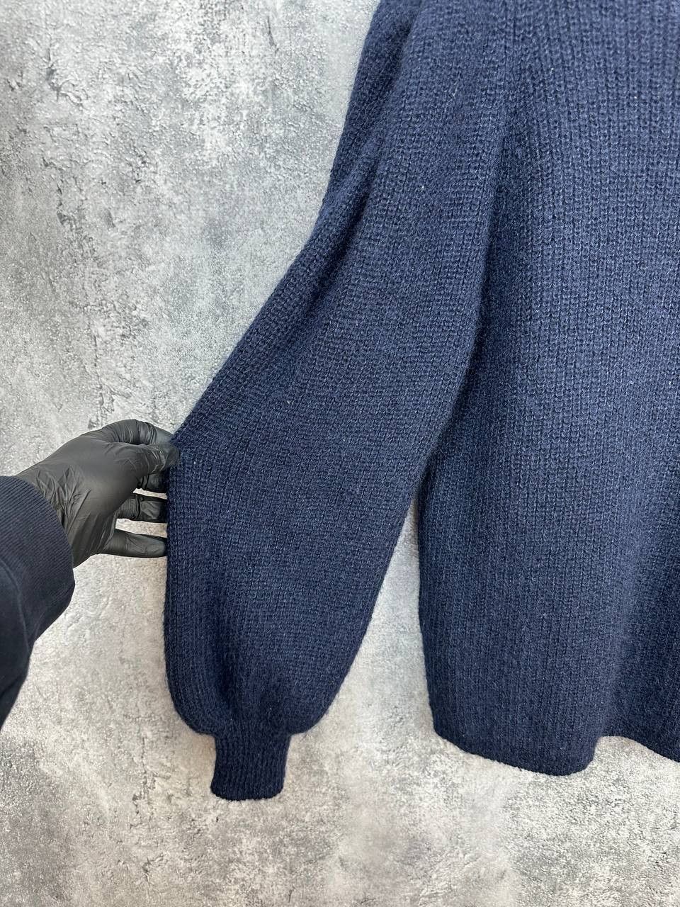 ba&sh Ba&Sh Puffed Sleeve Knit Polo Mohair/Wool Sweater Navy Size S / US 4 / IT 40 - 10 Thumbnail