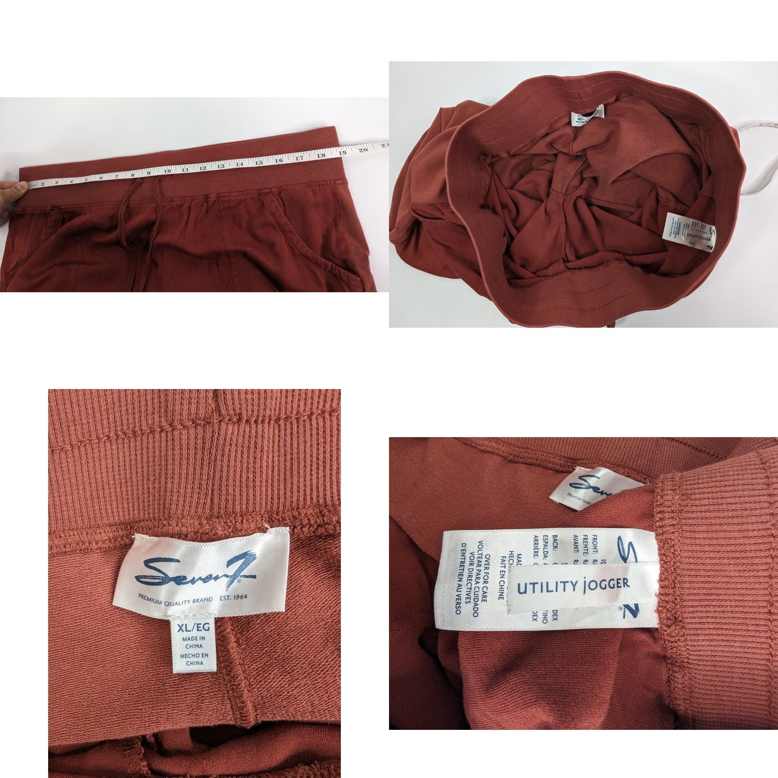 Vintage Seven7 Pants Womens XL Red Jogger Casual Pull On High-Waist Comfort Size 40" / US 18 - 8 Thumbnail
