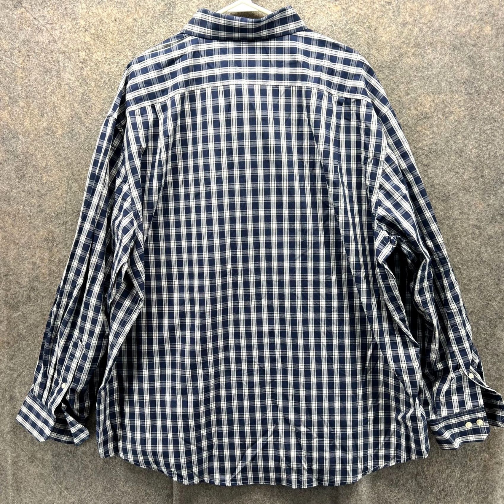 Izod Izod Shirt Mens XXL Blue Navy White Button-Down Checkered Dress Gingham 2XL Size 48R - 2 Thumbnail