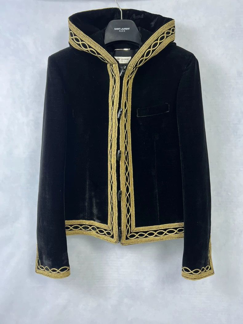 Saint Laurent Paris saint Laurent paris18 FW gold thread velour hooded court j Size US M / EU 48-50 / 2 - 1 Thumbnail