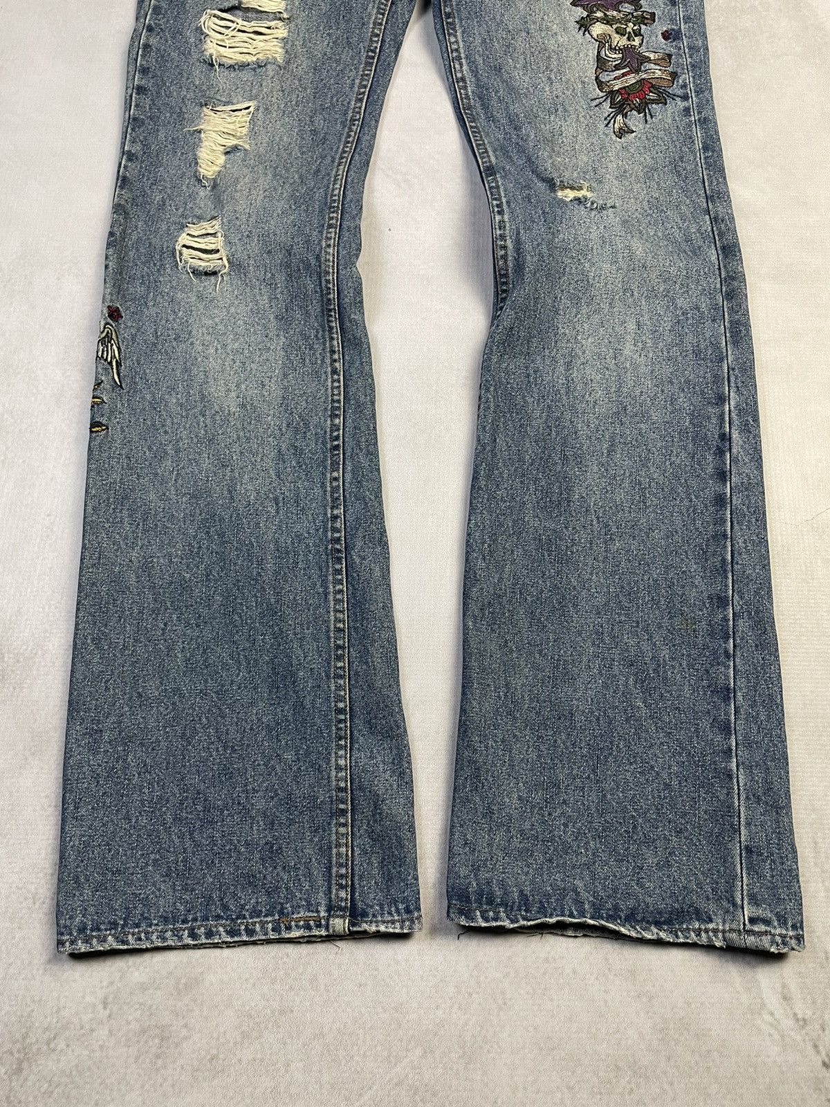 14th Addiction Custom Culture 🇯🇵 Flare 'Tattoo' Embroidered Jeans Size US 29 - 2 Thumbnail