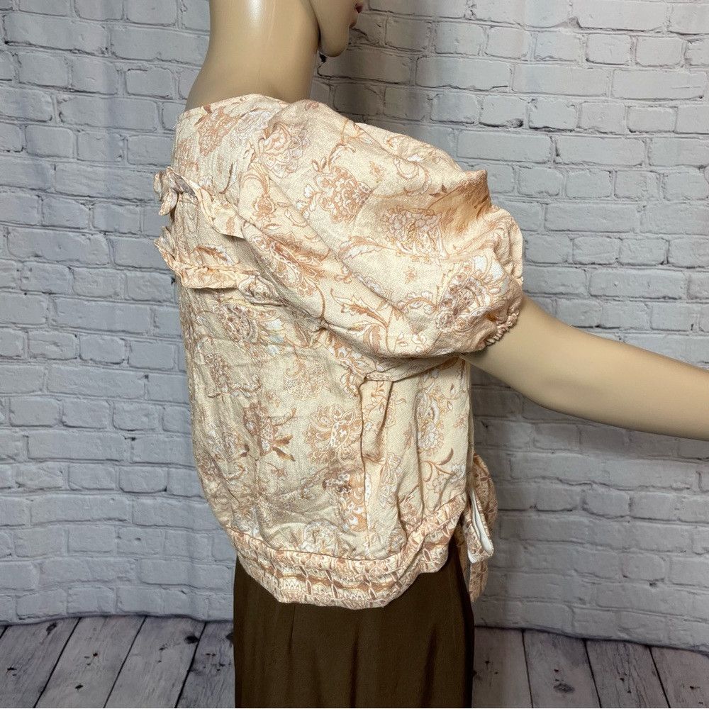 Other New Moon River Beige Short Balloon Sleeve Crop Rayon Button Size L / US 10 / IT 46 - 3 Thumbnail