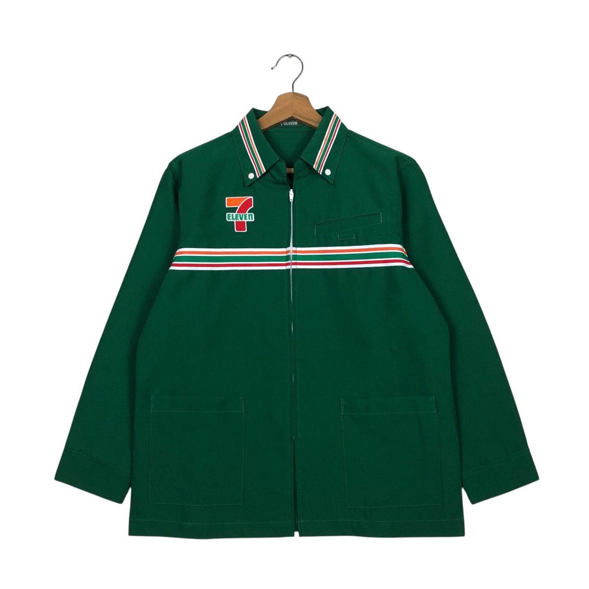 Japanese Brand 📌Vintage Worker Zipper Light Jacket 7-Eleven Japan Big Logo Size US M / EU 48-50 / 2 - 2 Thumbnail