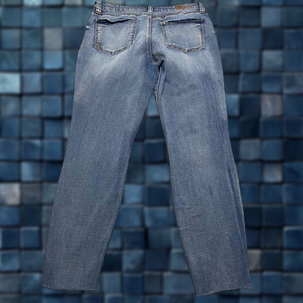 Vintage KUT from the Kloth Womens Jeans 14 Blue Denim High Rise Ankle Distress Raw Hem 5-Pocket Design Size 36" / US 14 / IT 50 - 1 Thumbnail