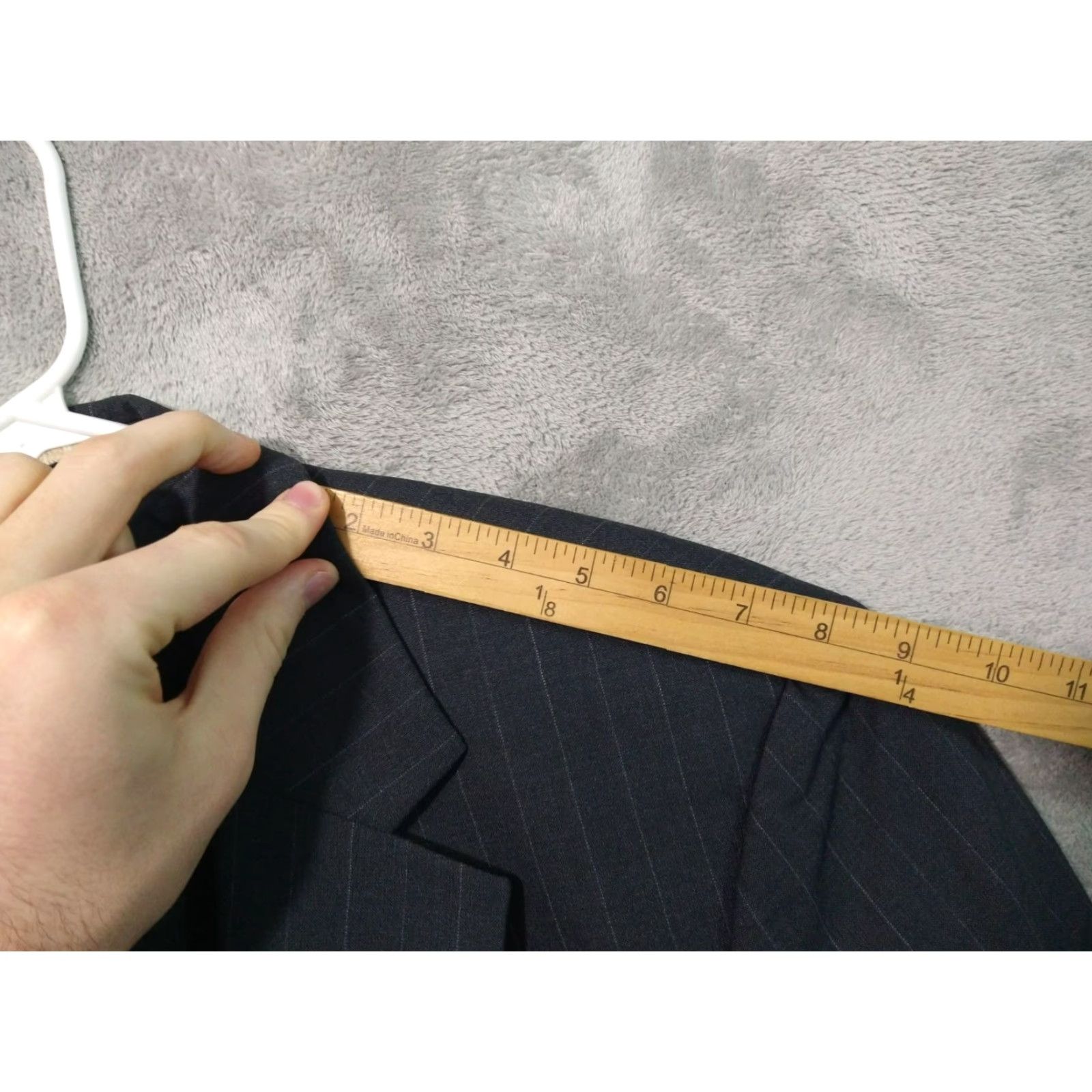 Brooks Brothers Brooks Brothers Blazer Mens 42L Wool Pinstripe Gray Stretch 2 Piece Jacket Notch Lapel Single-Breasted Two-Button Long Sleeve Wool Coat Mens Size 42R - 7 Thumbnail