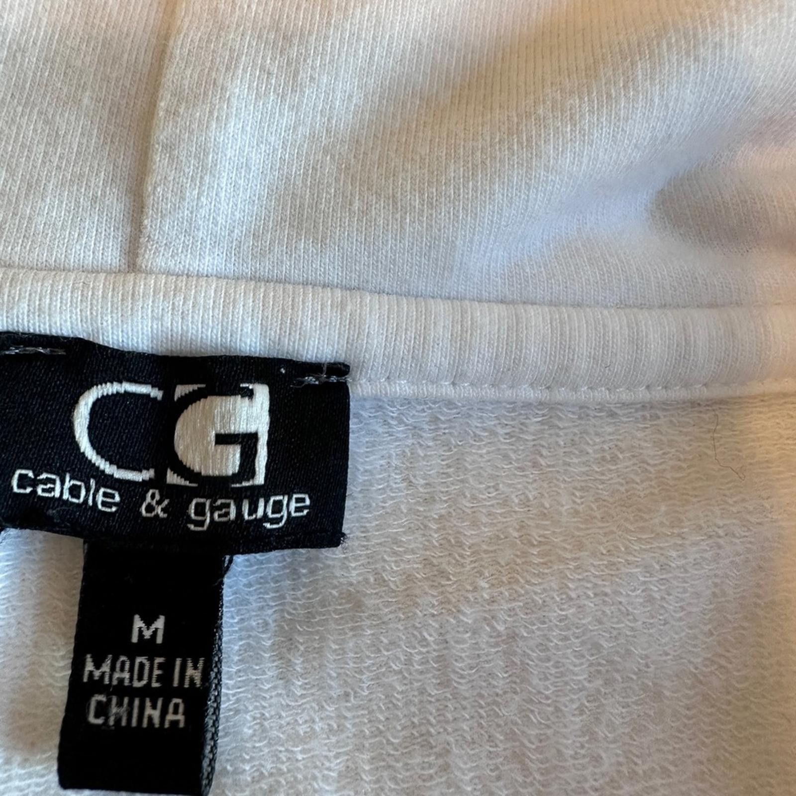 Other CABLE & GAUGE zippered hoodie medium tunic pockets white EUC Size M / US 6-8 / IT 42-44 - 4 Thumbnail