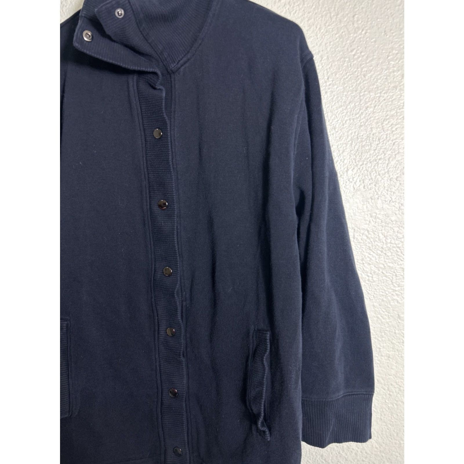Ralph Lauren Lauren Ralph Lauren Cardigan Women Snap Pockets Navy Cotton Blend XL Blue Sweater Size XL / US 12-14 / IT 48-50 - 4 Thumbnail