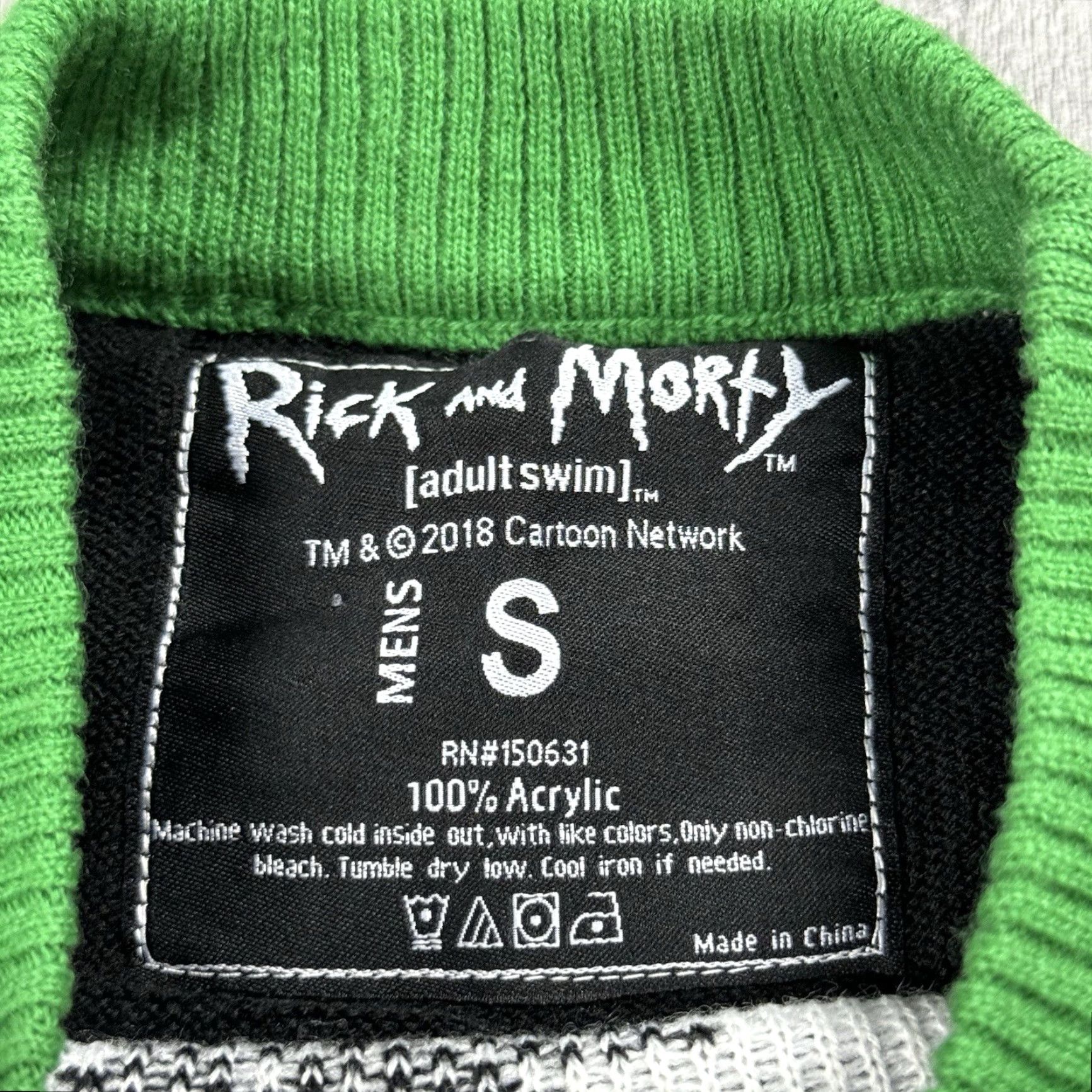 Vintage RICK AND MORTY Mens Small Ugly Christmas Sweater Riggity Wrecked Graphic Green & Black Crew Neck Knit Pullover Holiday 90s Theme Mens Size S Size US S / EU 44-46 / 1 - 3 Thumbnail