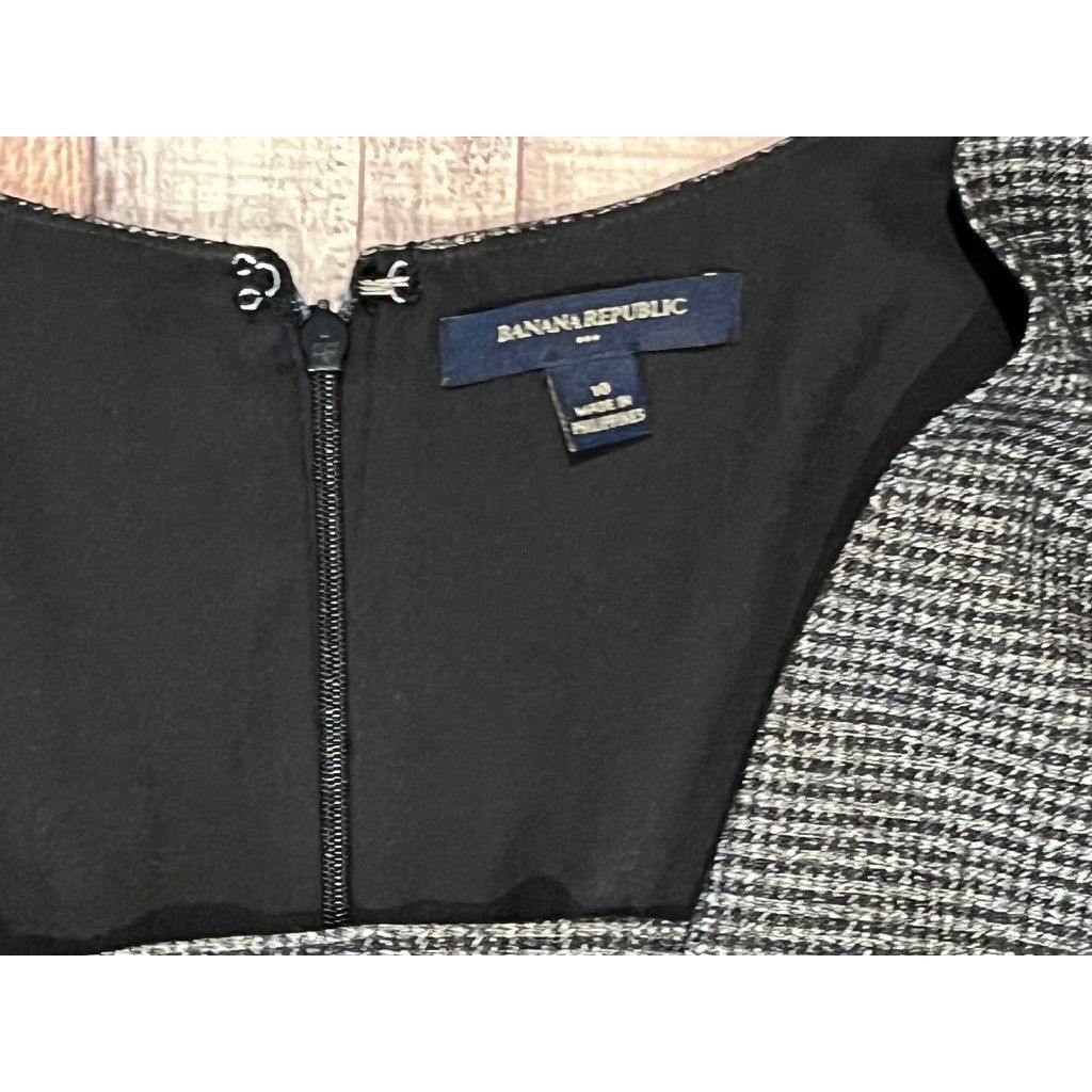 Banana Republic Banana Republic Cap Sleeve Black Check Retro Shift Dress 10 Size L / US 10 / IT 46 - 2 Thumbnail