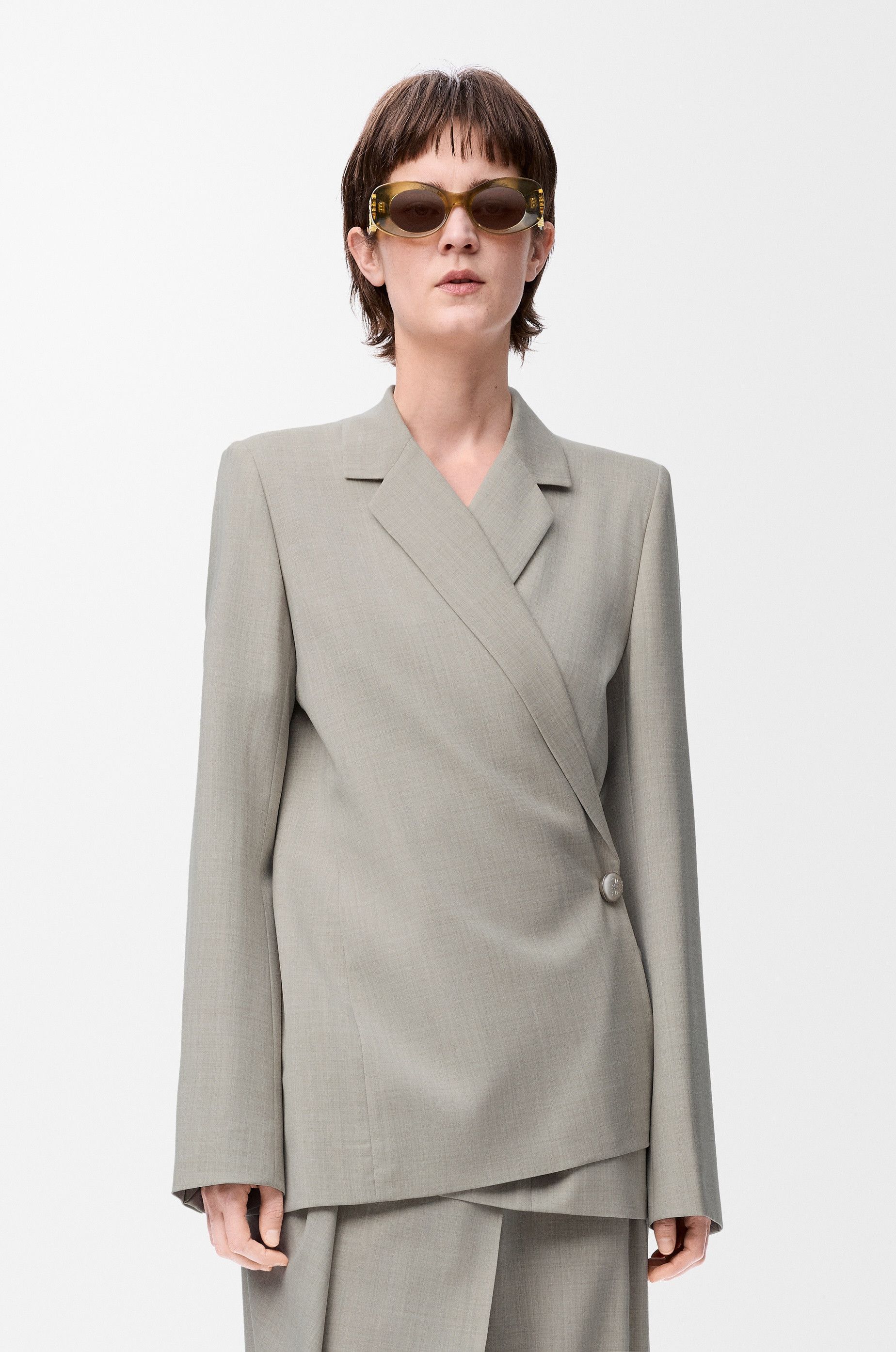 Loewe o1in1g0426 Tailored Jacket in Light Beige Melange Size S / US 4 / IT 40 - 3 Thumbnail