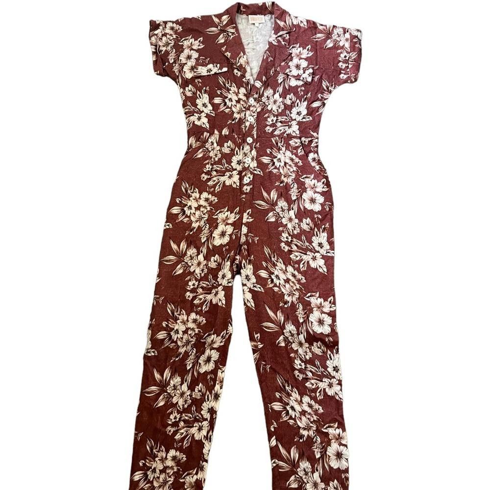 Beach Riot BEACH RIOT Jill Jumpsuit in Mauve Floral Size Large Size 36" / US 14 / IT 50 - 4 Thumbnail