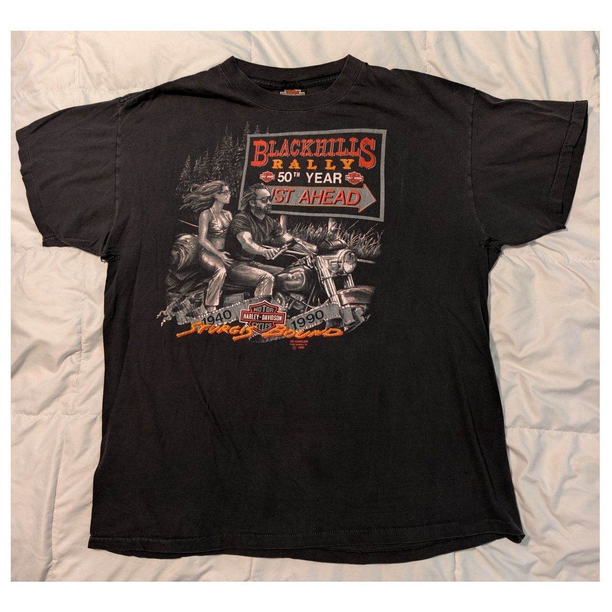 Harley Davidson VTG XL 3D Emblem Harley Davidson Black Hills 50th Thrash Size US XL / EU 56 / 4 - 1 Thumbnail
