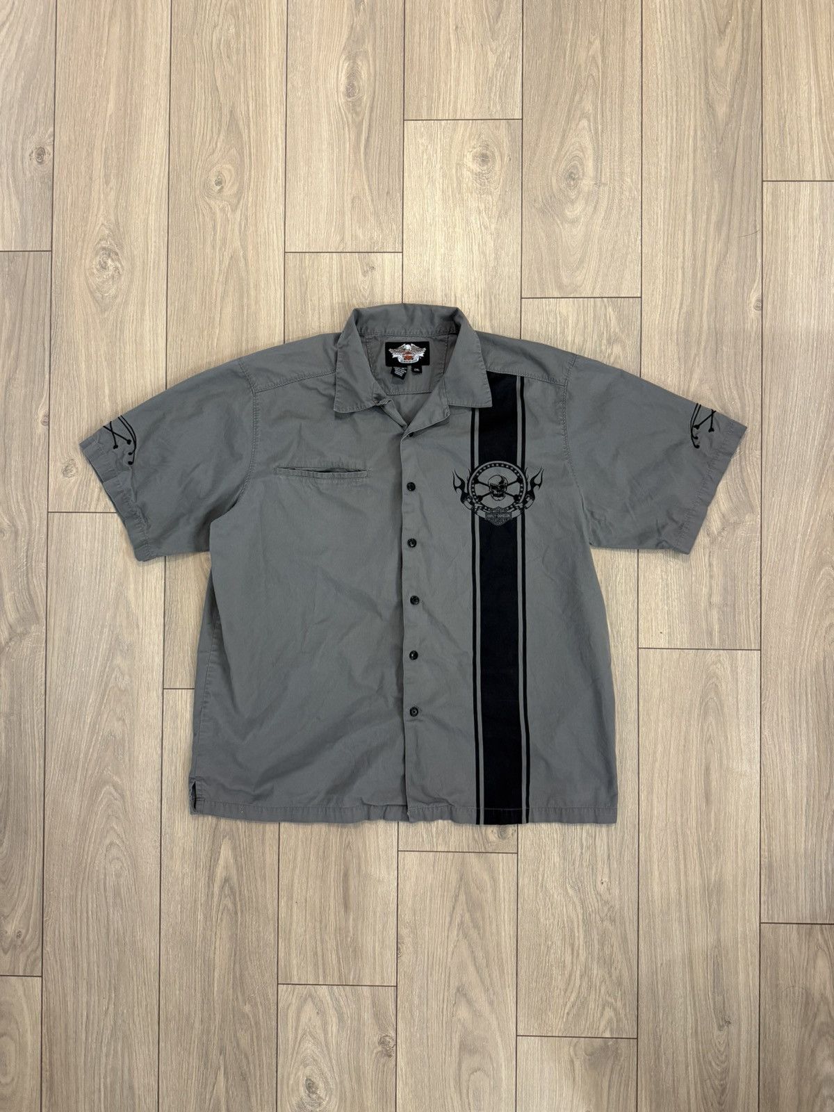 Harley Davidson Vintage Grey Harley Davidson Button-Up Shirt Size US XXL / EU 58 / 5 - 3 Thumbnail