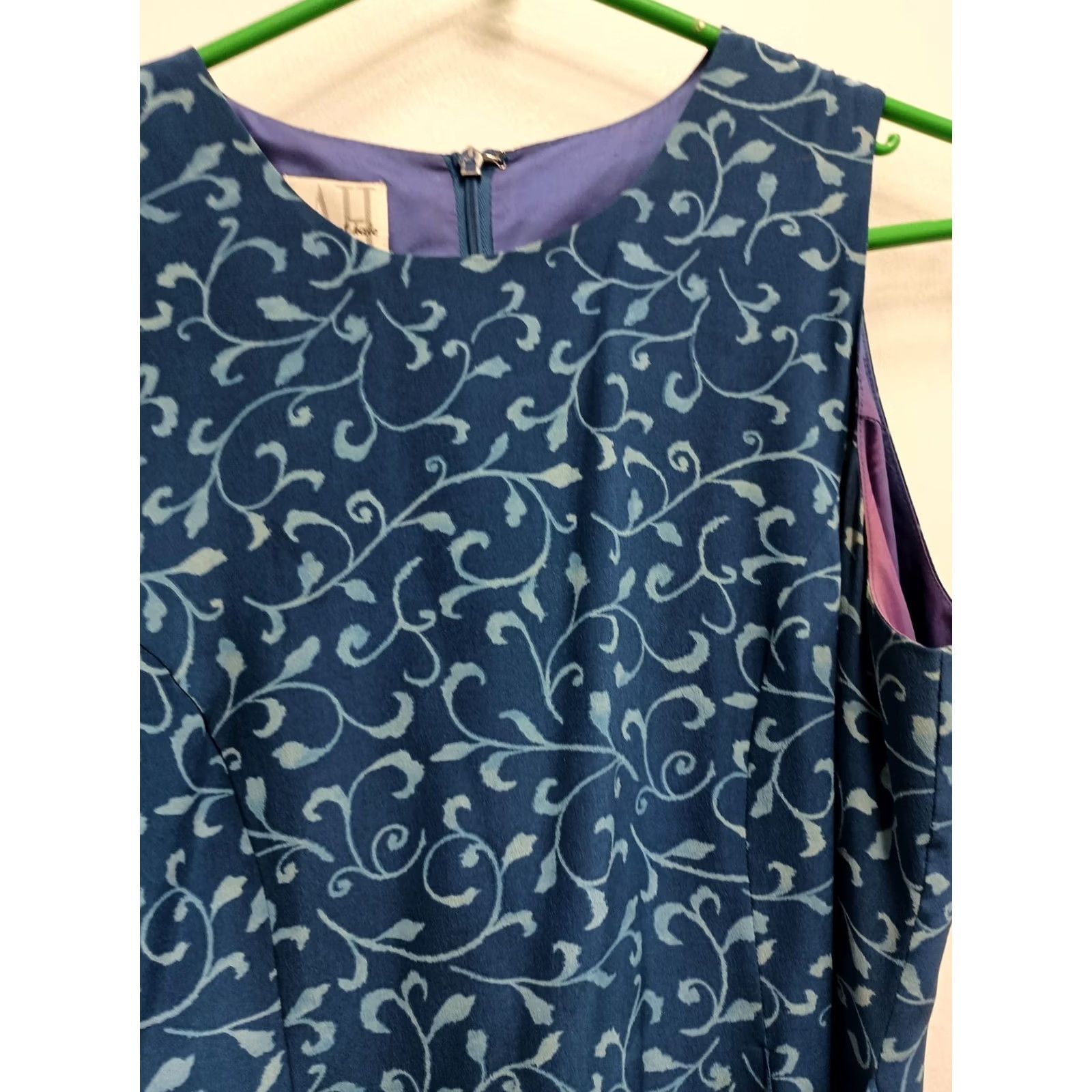 Vintage VINTAGE August Hale Wrap Dress 10 Blue Silk Floral Sleeveless Midi Casual Dress Size L / US 10 / IT 46 - 5 Thumbnail