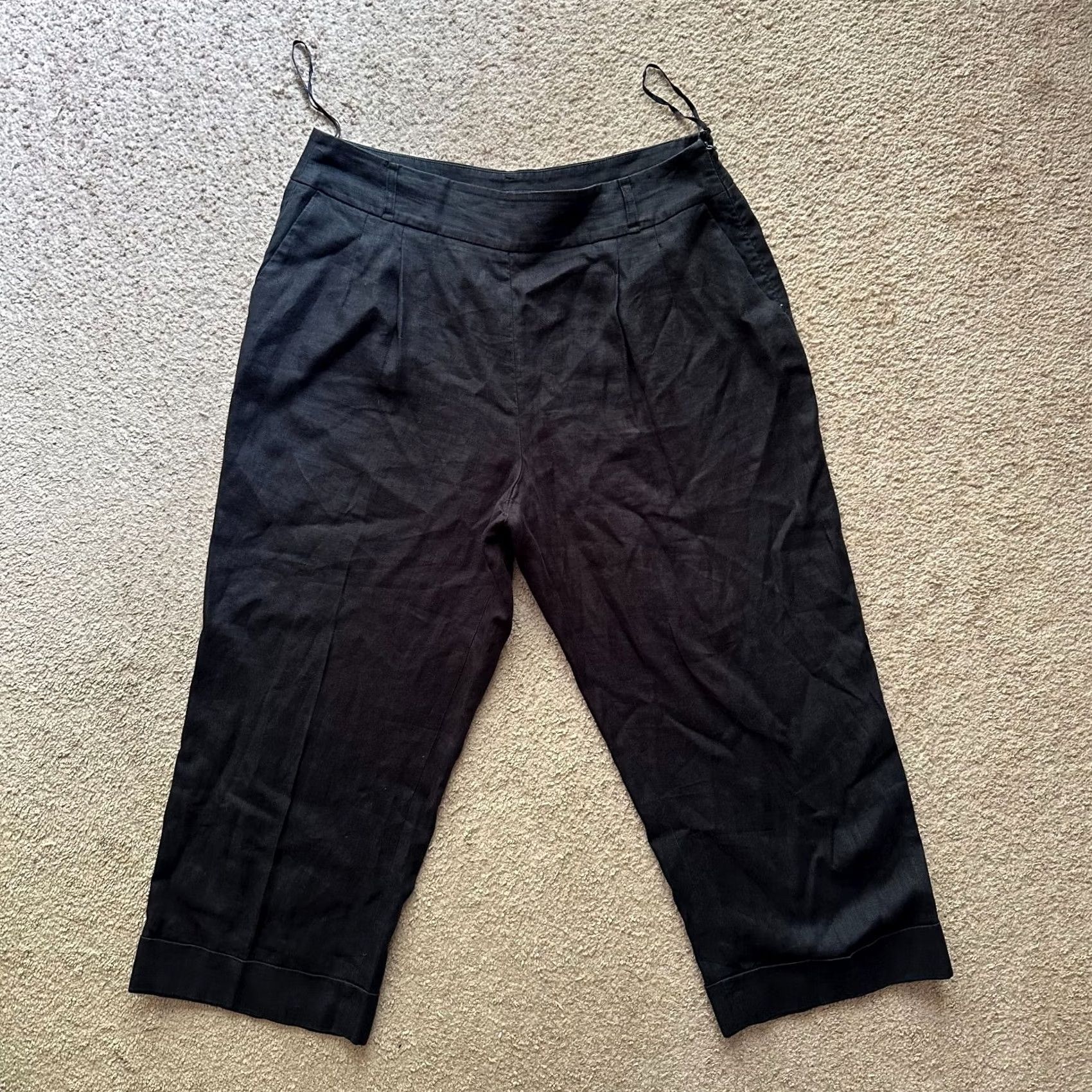 Jones New York Jones New York Pants Womens 16 38x25 Capri 100% Linen Cuffed Black Pockets Size 38" / US 16 / IT 52 - 2 Thumbnail