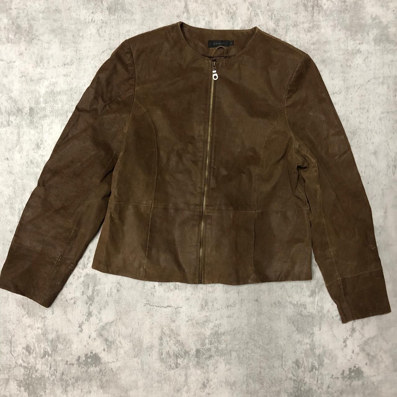 Other Brown suede leather jacket with zipper detail #leatherjacket Size L / US 10 / IT 46 - 1 Thumbnail