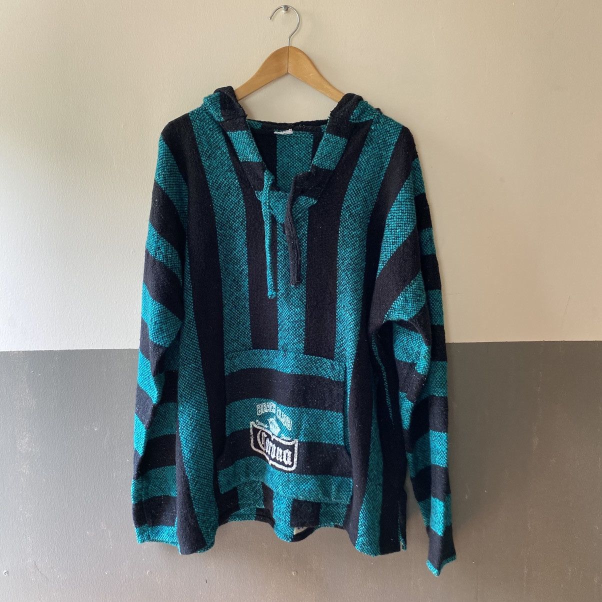 Vintage Black and Teal Striped Baja Hoodie Size US L / EU 52-54 / 3 - 18 Thumbnail