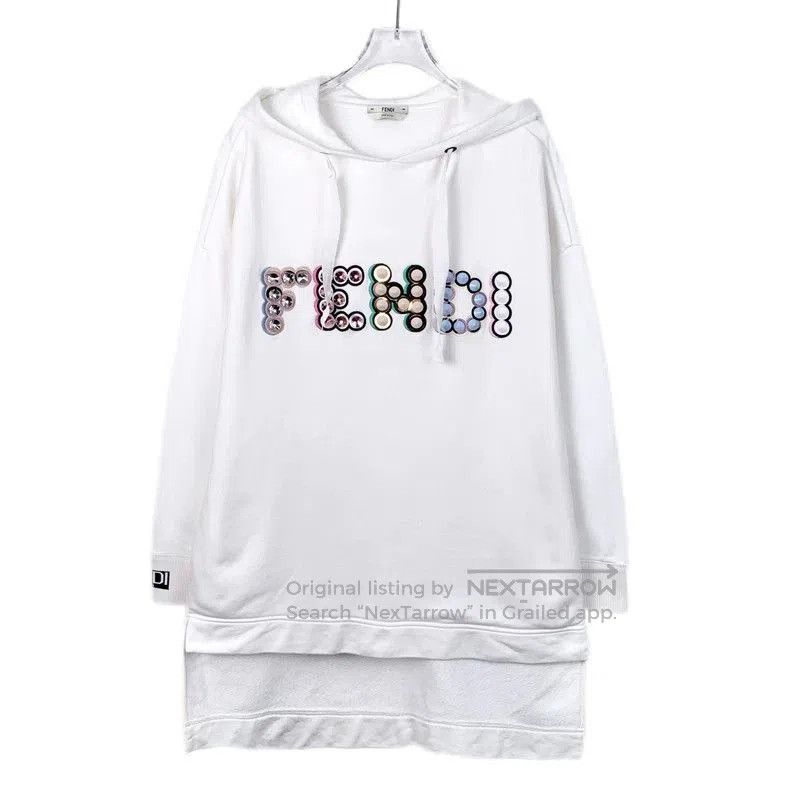 Fendi Fendi White Logo Embroidered Hoodie. Size US M / EU 48-50 / 2 - 1 Thumbnail