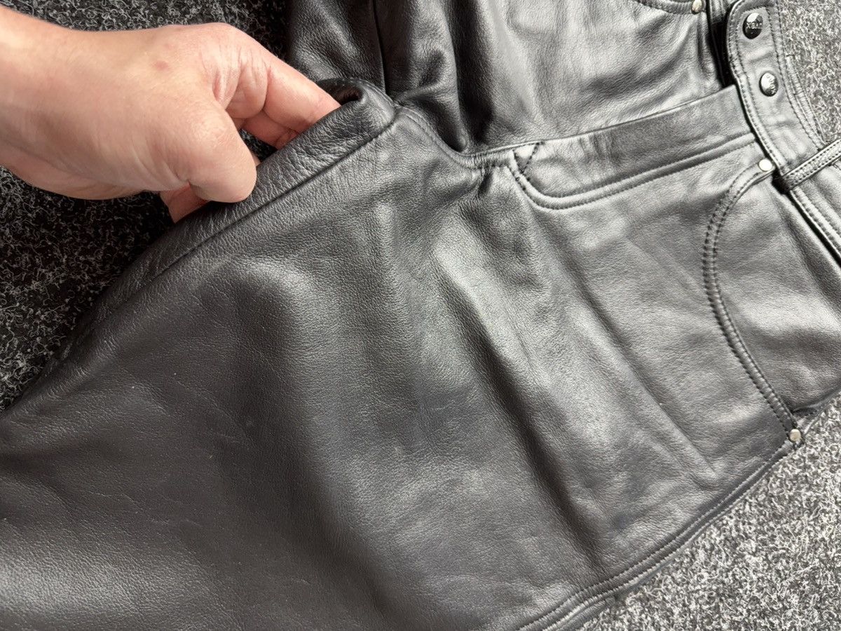 Genuine Leather Leather Biker MOTO Rock Punk Opium Chrome Style Pants Black Size US 31 - 10 Thumbnail