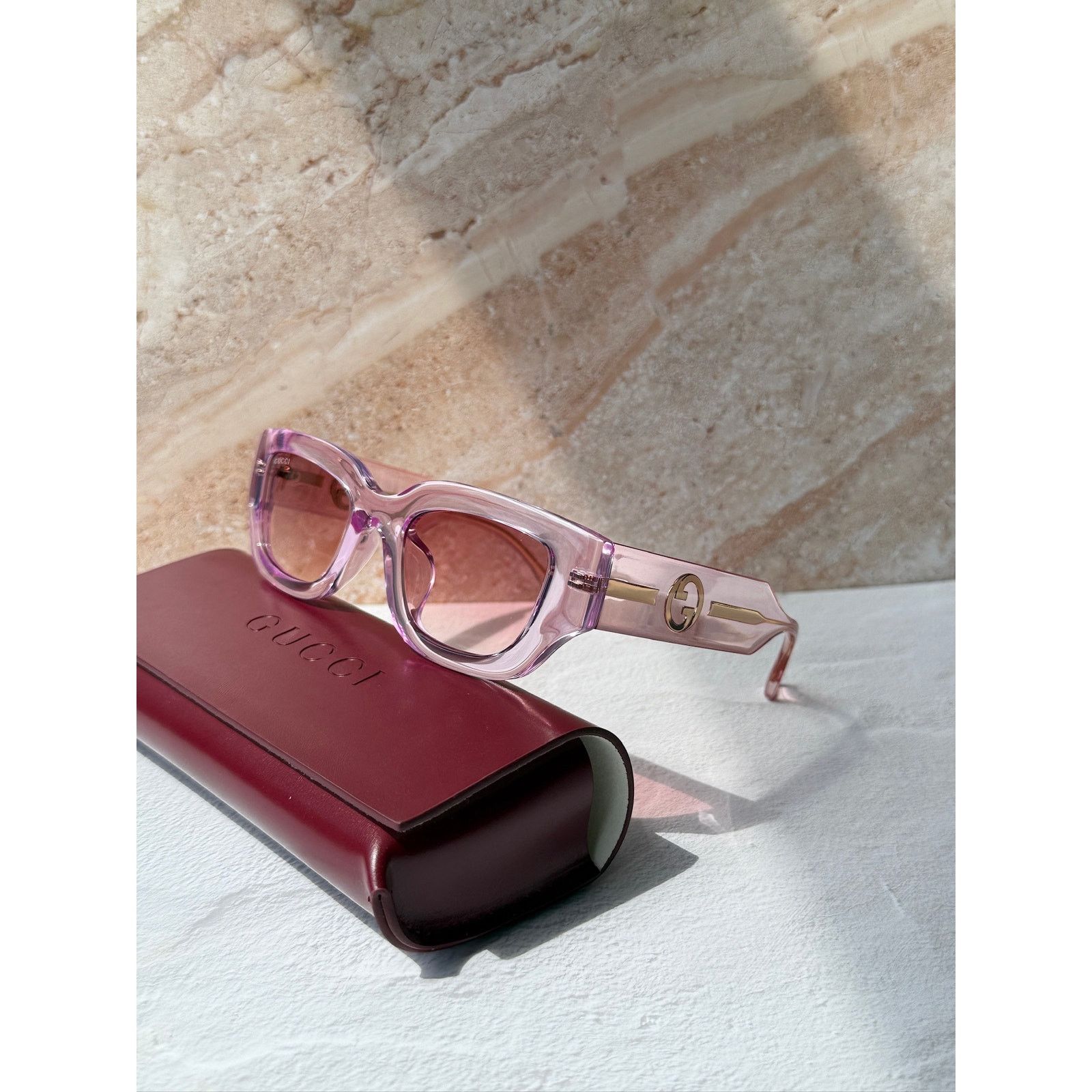 Gucci NEW Gucci GG1558SK Transparent Pink Sunglasses Size ONE SIZE - 2 Thumbnail