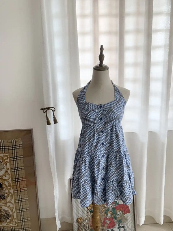 Burberry Blue Cotton Gingham Women's Dress