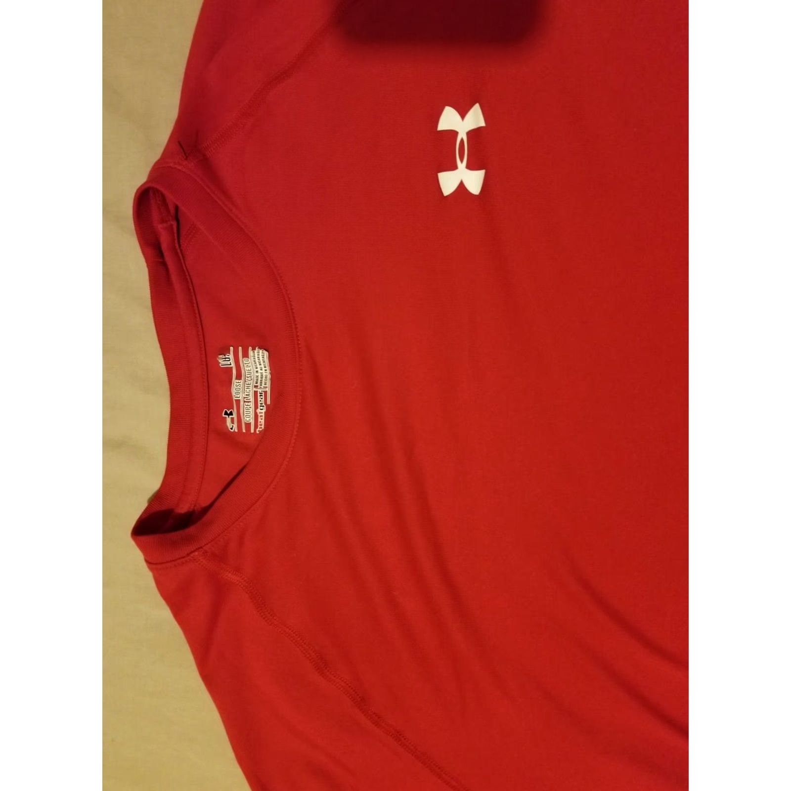Under Armour Under Armour Shirt Mens L Red Athletic Gym Workout T-Shirt Regular Size Guide Included Size US L / EU 52-54 / 3 - 2 Thumbnail