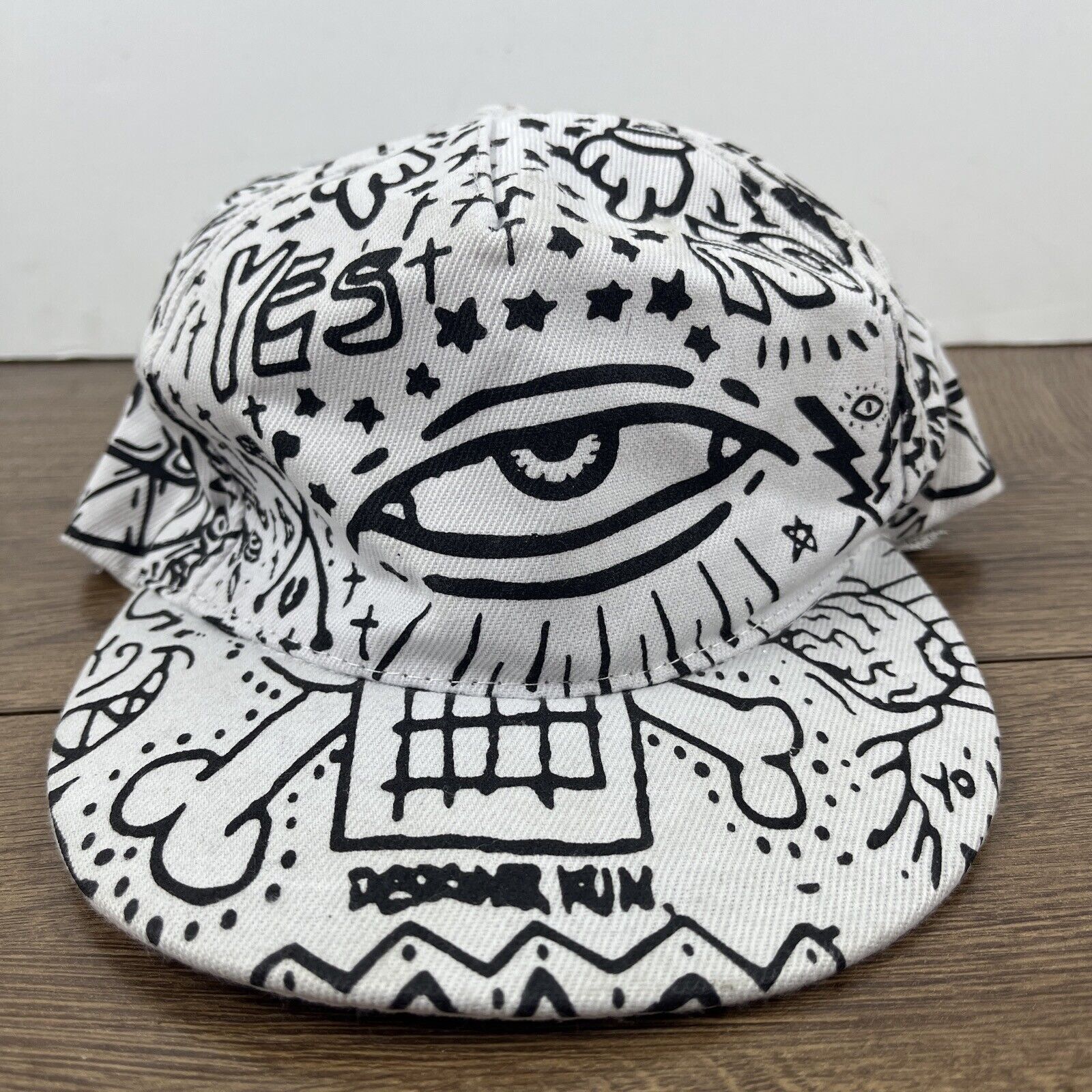 Other Eye Hat Run Eye White Hat Adjustable Adult Size Hat White Ca Size ONE SIZE - 4 Thumbnail