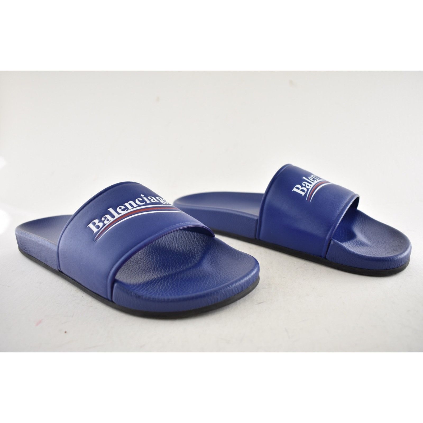 Balenciaga Balenciaga Blue Leather Campaign Logo Slide Sandal 44 11 Size US 11 / EU 44 - 4 Thumbnail