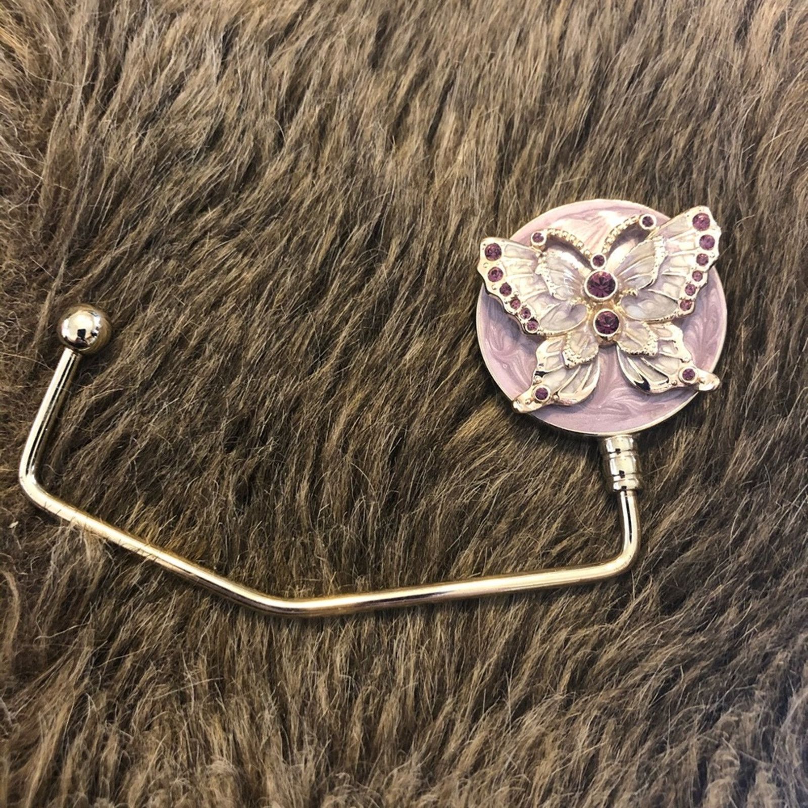 Designer Purple butterfly stone enamel purse holder clip Size ONE SIZE - 1 Thumbnail