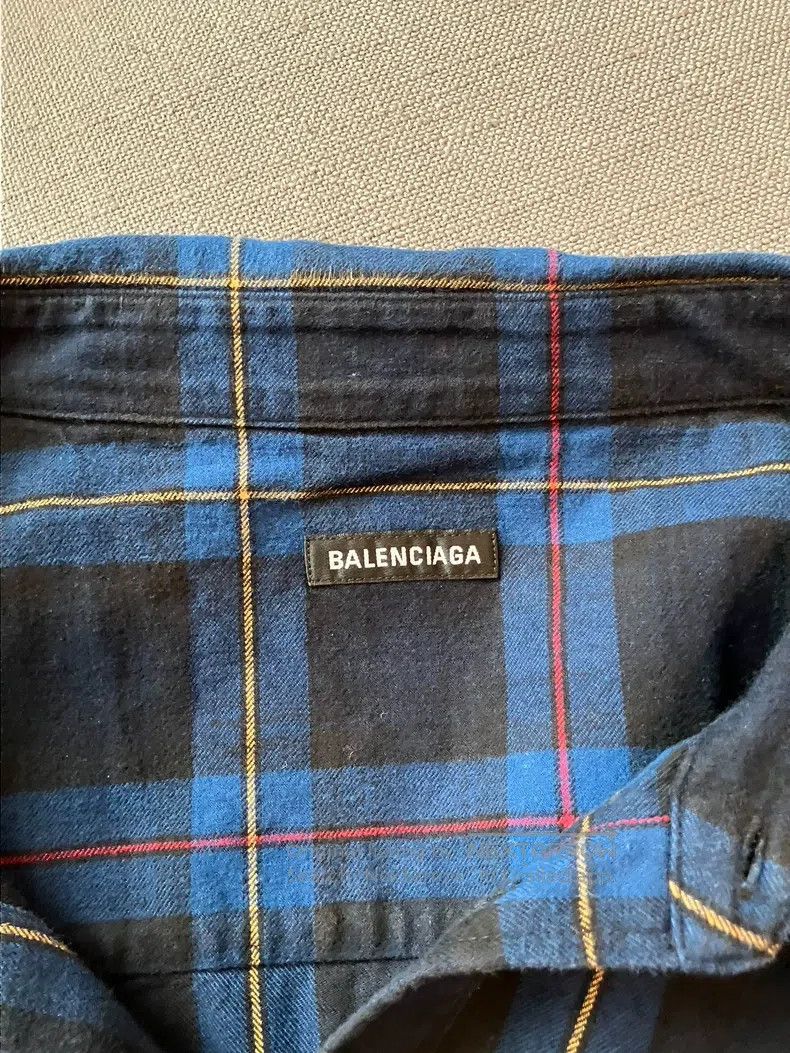 Balenciaga Balenciaga Blue plaid pocket logo embroidered long-sleeve Size US S / EU 44-46 / 1 - 6 Thumbnail