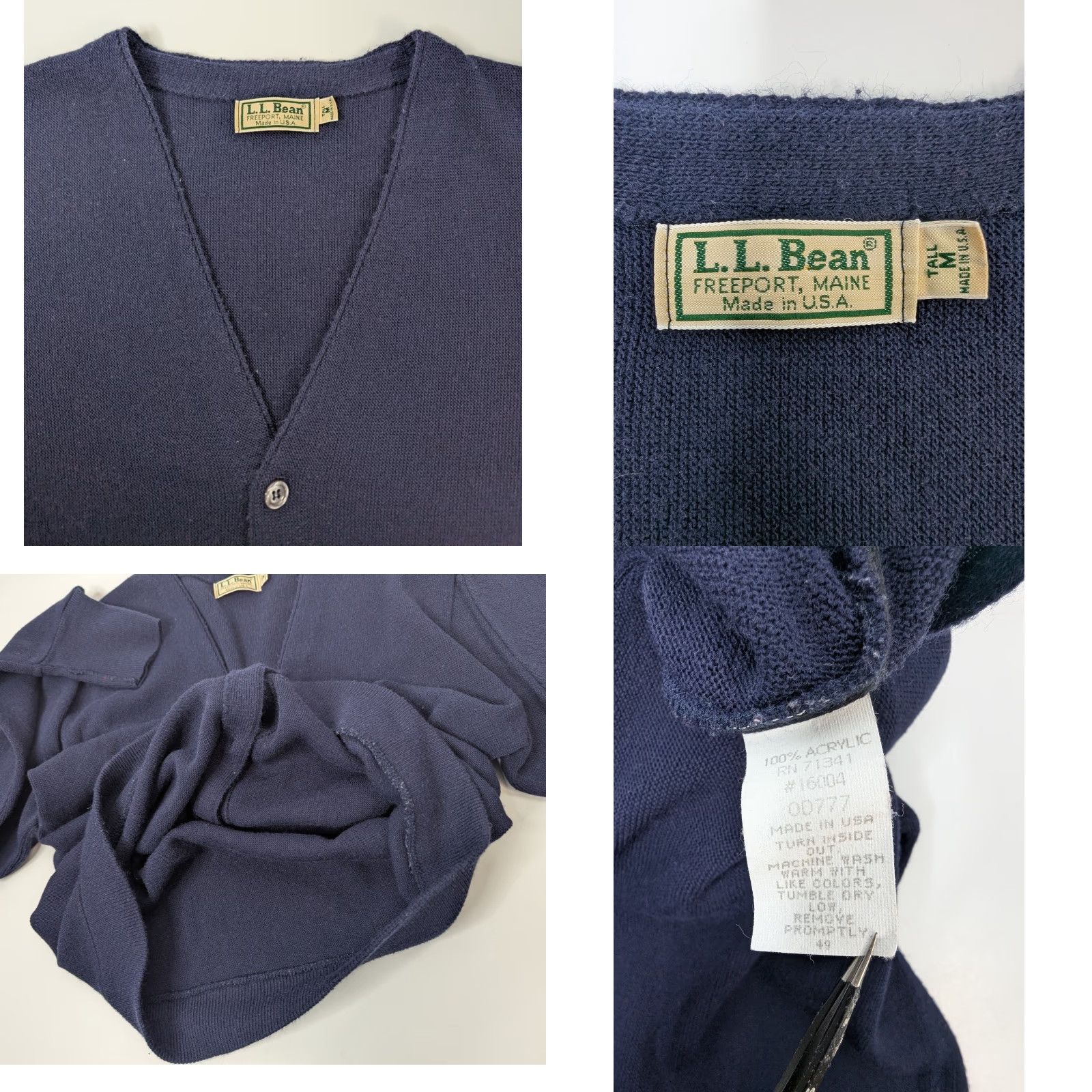 Vintage VINTAGE L.L. Bean Cardigan Navy Knit Sweater Button Mens Medium Tall USA Acrylic Shirt Size US M / EU 48-50 / 2 - 8 Thumbnail