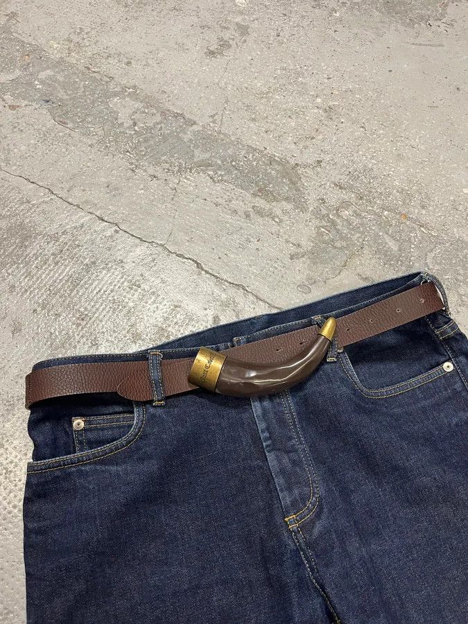 Just Cavalli 2000s Cavalli Black Spice Brown Leather Belt Size ONE SIZE - 1 Thumbnail