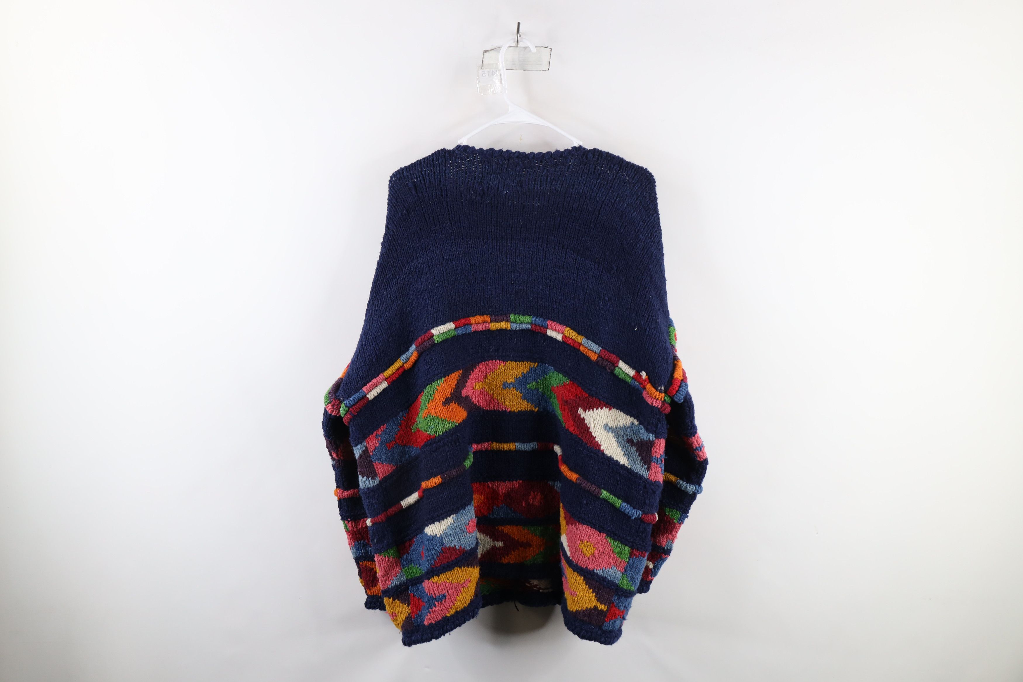 Vintage Vintage 90s Streetwear Hand Knit Rainbow Cardigan Sweater Size ONE SIZE - 12 Thumbnail