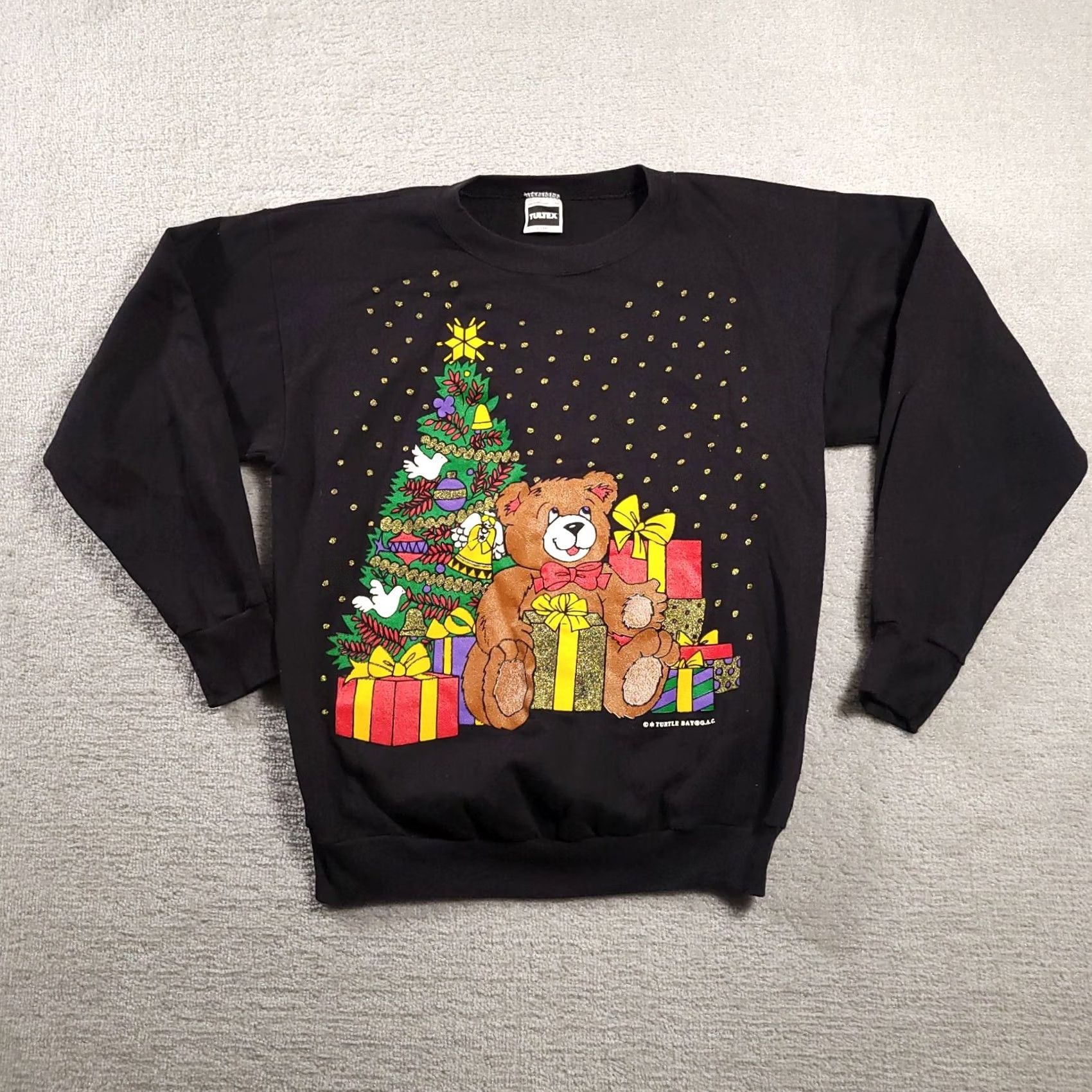 Tultex VINTAGE Tultex Glitter Sweatshirt Adult XL USA Christmas Tree Bear Womens Sweatshirt Size XL / US 12-14 / IT 48-50 - 2 Thumbnail