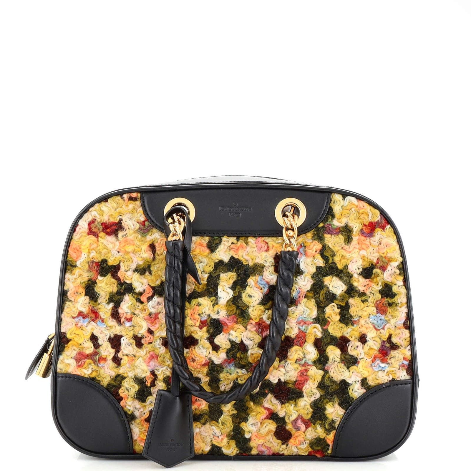 Bowling Vanity Handbag Leather with Tweed None