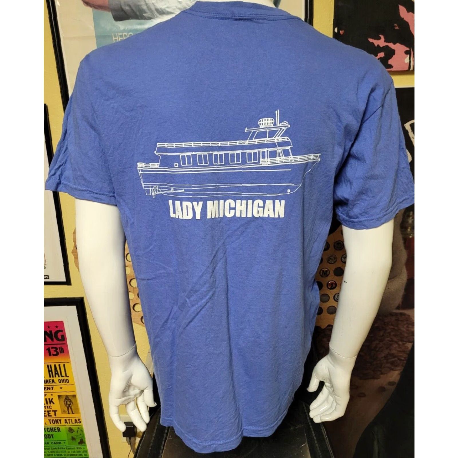 Gildan Lady Michigan Thunder Bay T Shirt Large Gildan Men Crew Neck Short Sleeve Cotton Blue Graphic Tee Size US L / EU 52-54 / 3 - 3 Thumbnail