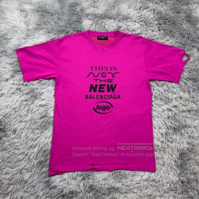 Balenciaga Balenciaga Slogan Distressed Short Sleeve Size US M / EU 48-50 / 2 - 1 Thumbnail