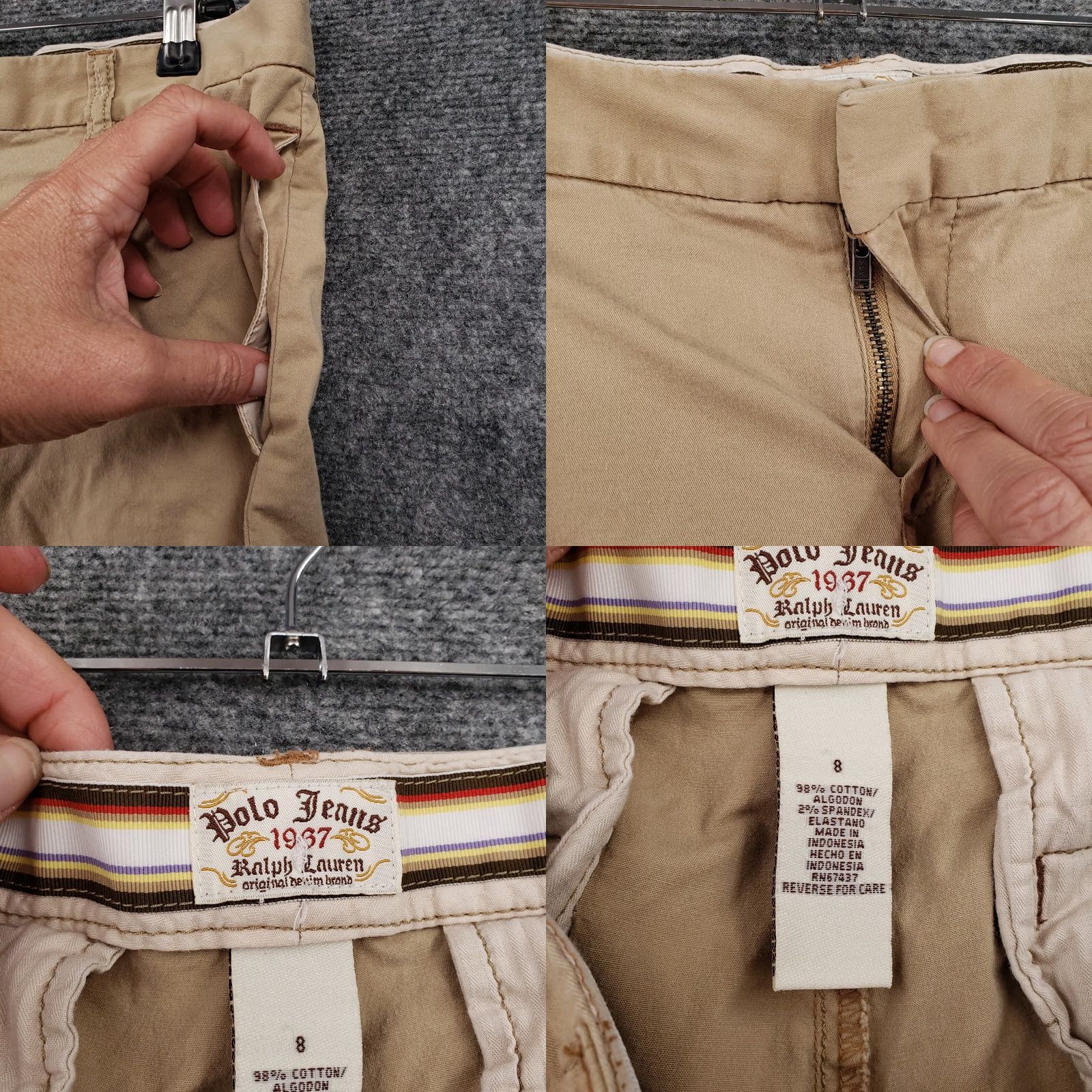 Vintage Polo Jeans Co Polo Jeans Shorts Bermuda Chino Flat Front Womens 8 Khaki Beige Cotton Twill Stretch Regular 12in Inseam Casual Womens Size 24" / US 00 / IT 34 - 8 Thumbnail