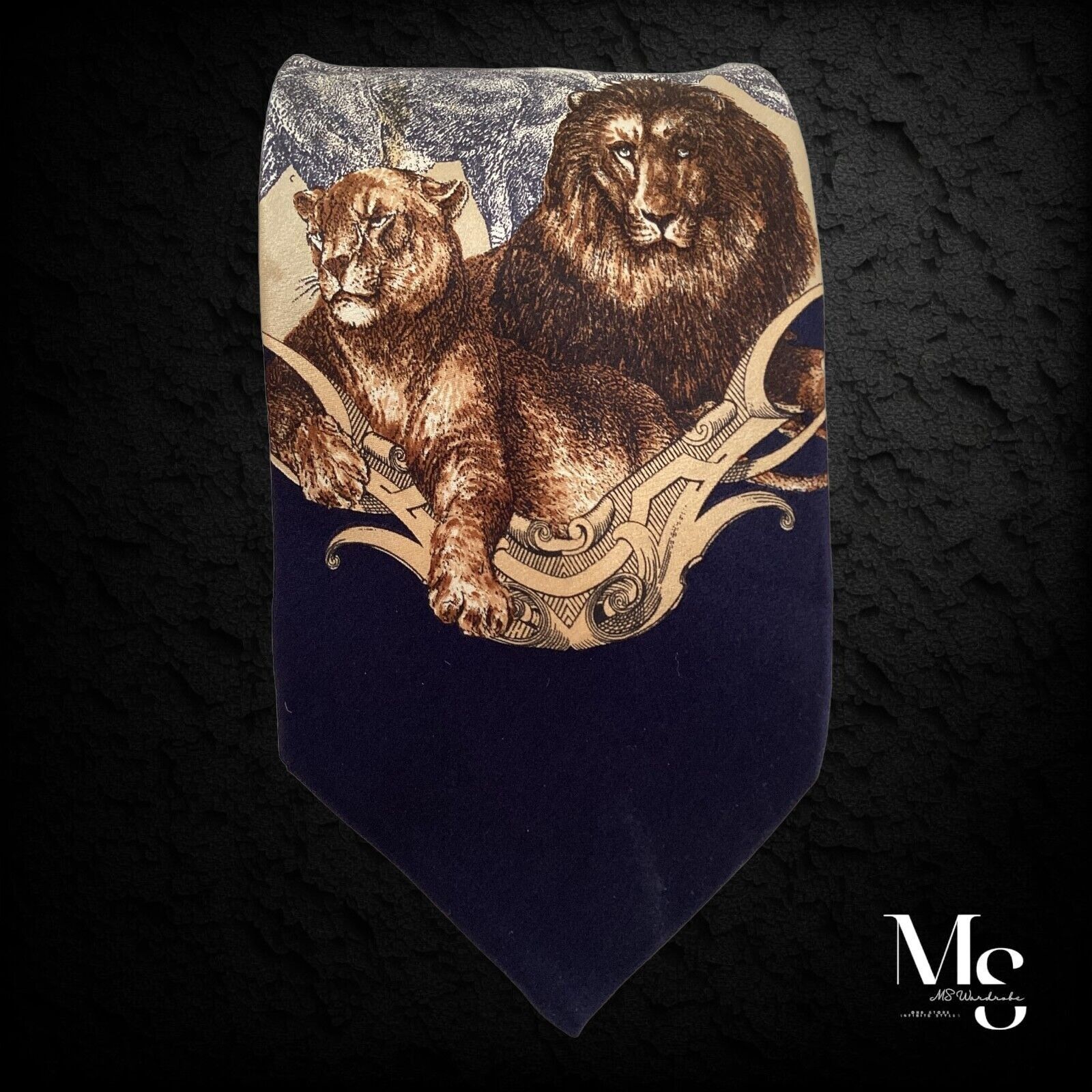 Gianfranco Ferre GIANFRANCO FERRE Beige & Gray Animal Print Silk Tie Made In Size ONE SIZE - 5 Thumbnail