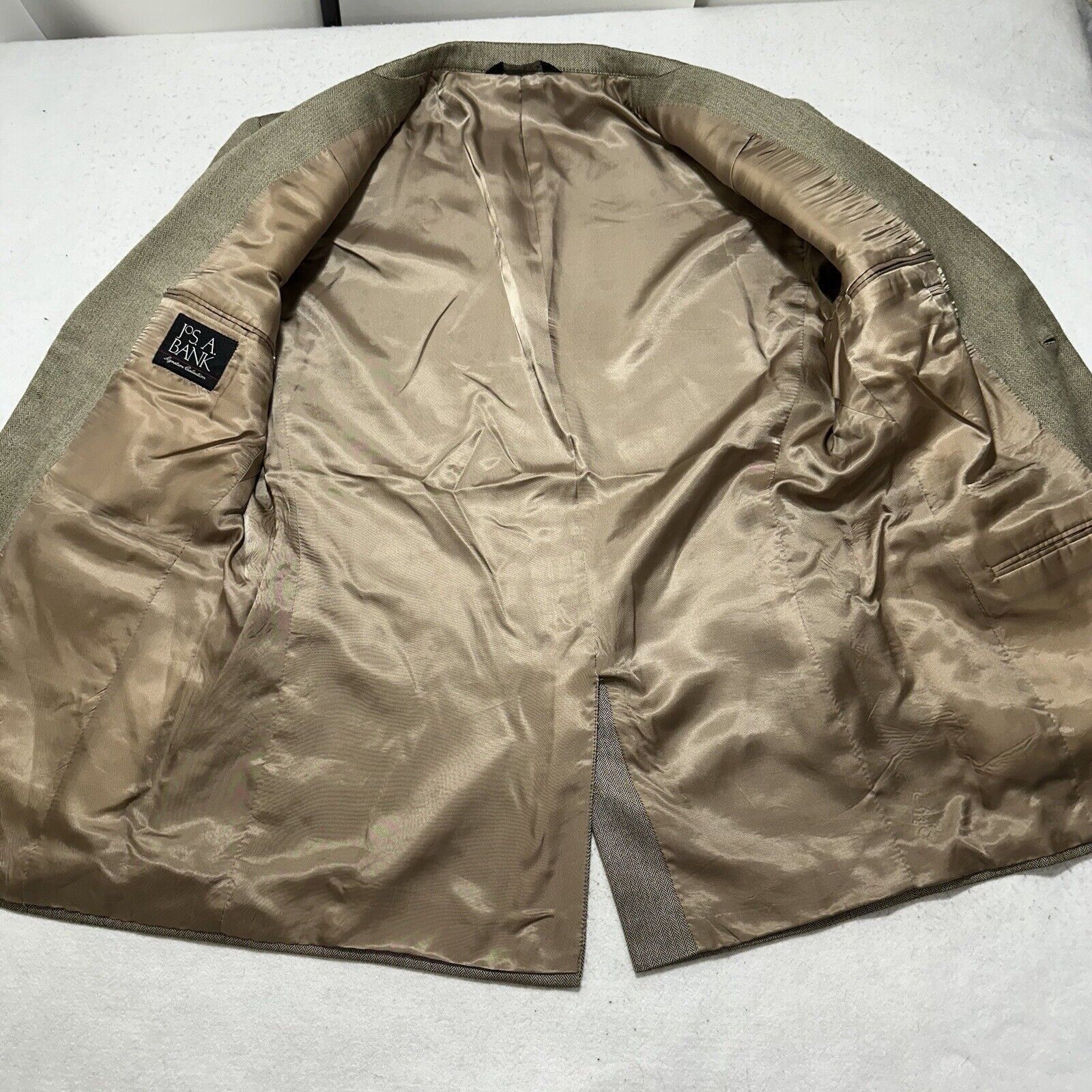 Jos. A. Bank Jos. A. Bank 42R Silk Camel Hair Herringbone Suit Jacket Size 42R - 6 Thumbnail