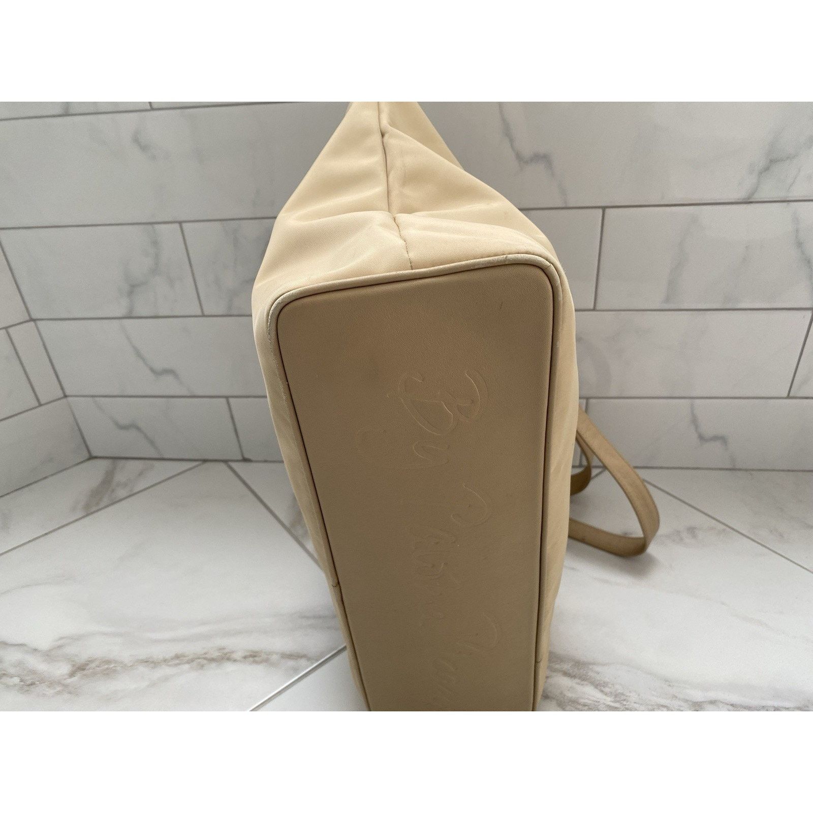 Paloma Picasso Vintage By Paloma Picasso nylon Leather Zip Tote Beige Size ONE SIZE - 4 Thumbnail