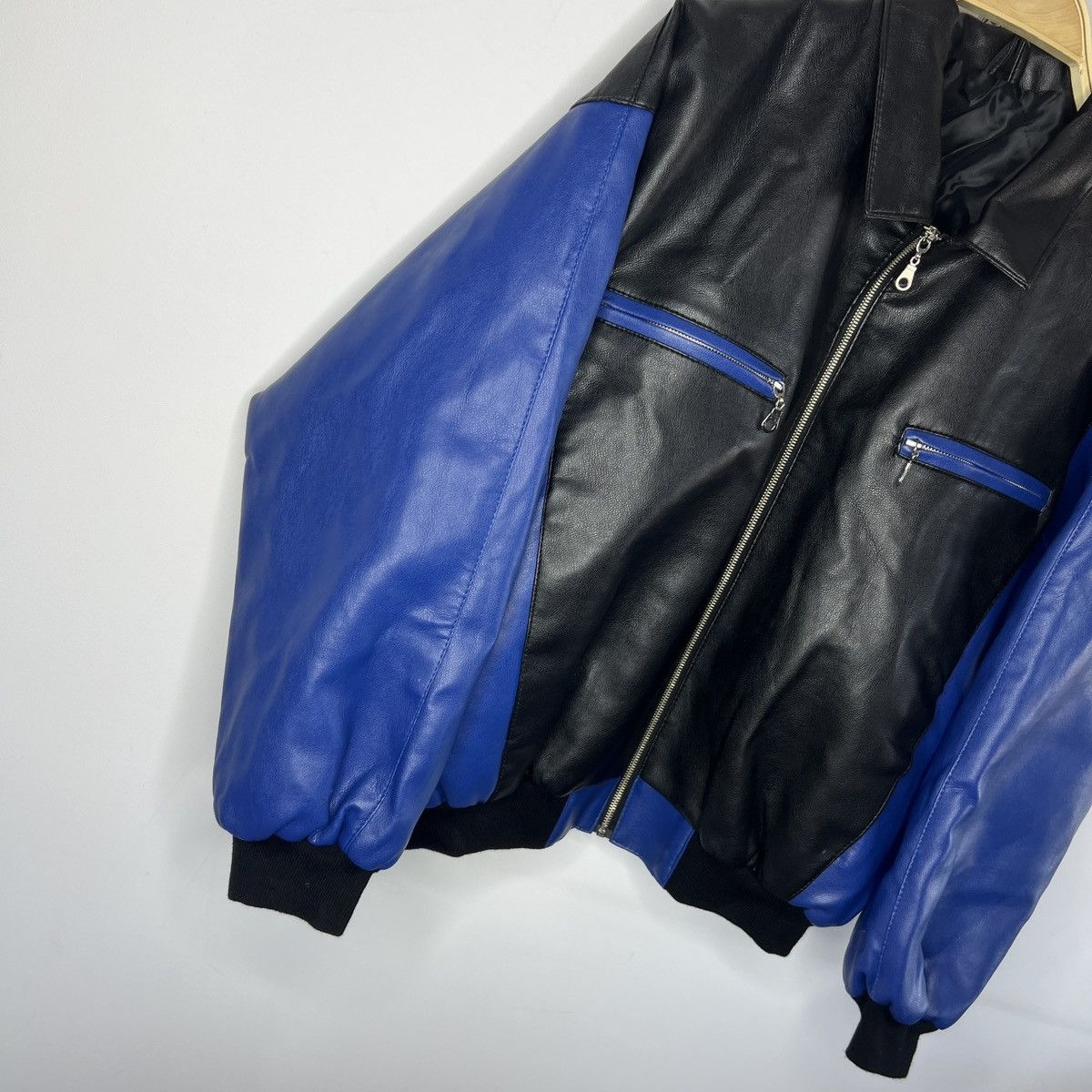 Japanese Brand 90s Boxy Leather Varsity Jacket Bomber Boxy Black Navy Size US M / EU 48-50 / 2 - 4 Thumbnail