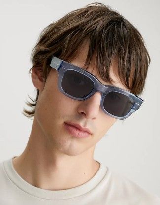 Calvin Klein Calvin Klein CK23509S 438 Men Sunglasses Blue Square Frame Size ONE SIZE - 6 Thumbnail