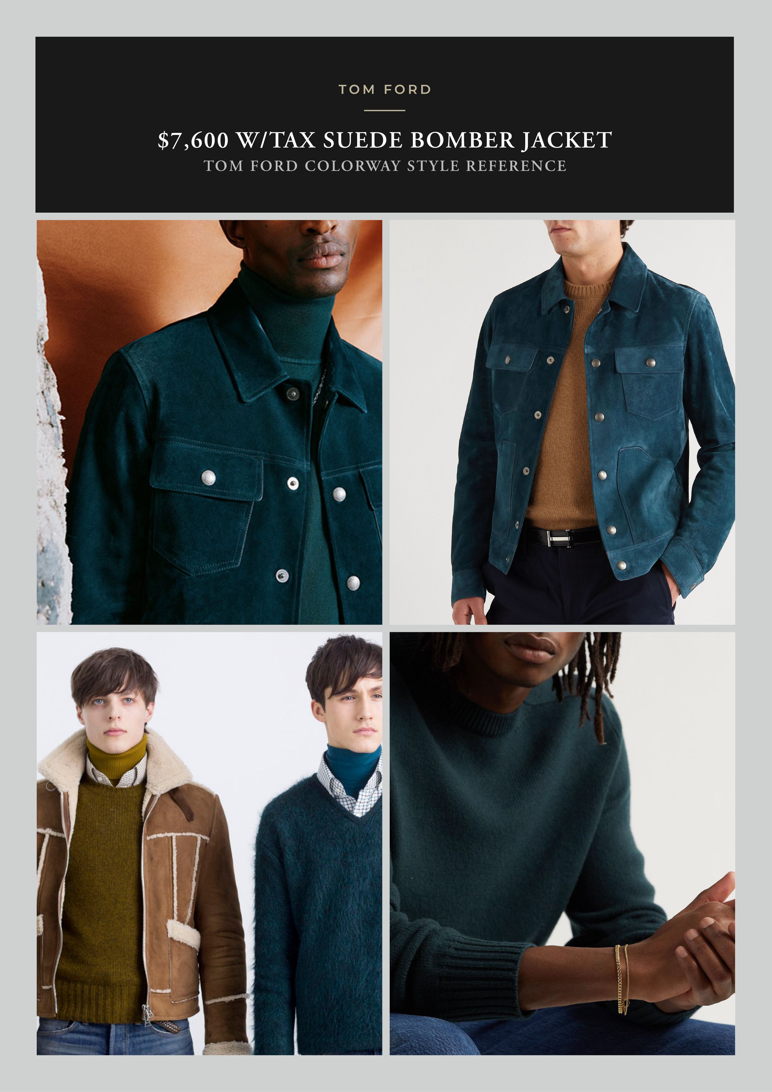 Tom Ford Coveted Rare $7,600 w/tax Cerulean Suede Bomber Jacket Size US XL / EU 56 / 4 - 7 Thumbnail