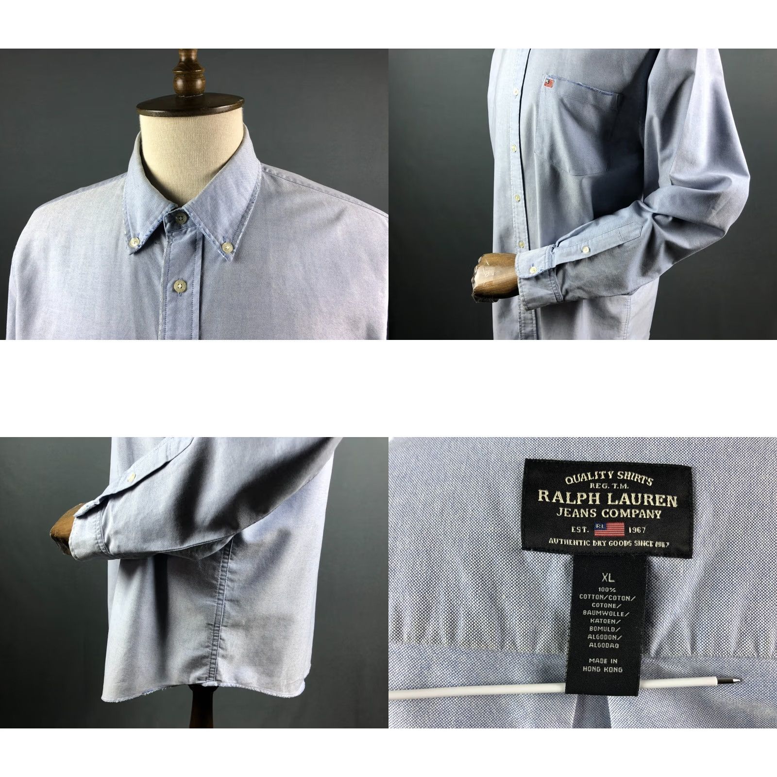 Ralph Lauren Ralph Lauren Jeans Company Shirt Men XL Cotton Blue USA Flag Button-Down Collared Long Sleeve with Left Chest Pocket Logo Size US XL / EU 56 / 4 - 8 Thumbnail
