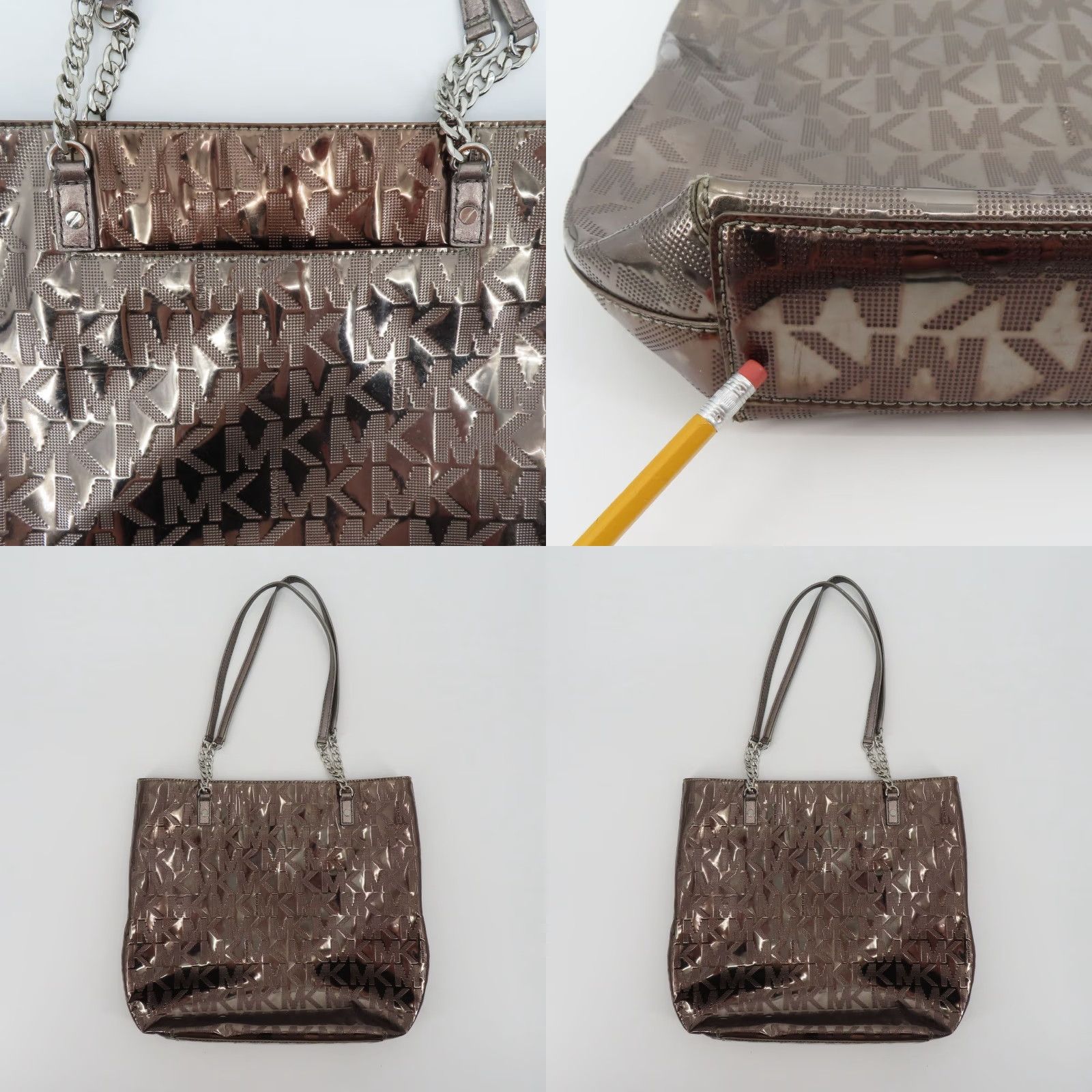 Michael Kors Michael Kors Jet Set Tote Bag Silver Gray Metal Chain Strap Handbag Purse Womens Size ONE SIZE - 9 Thumbnail