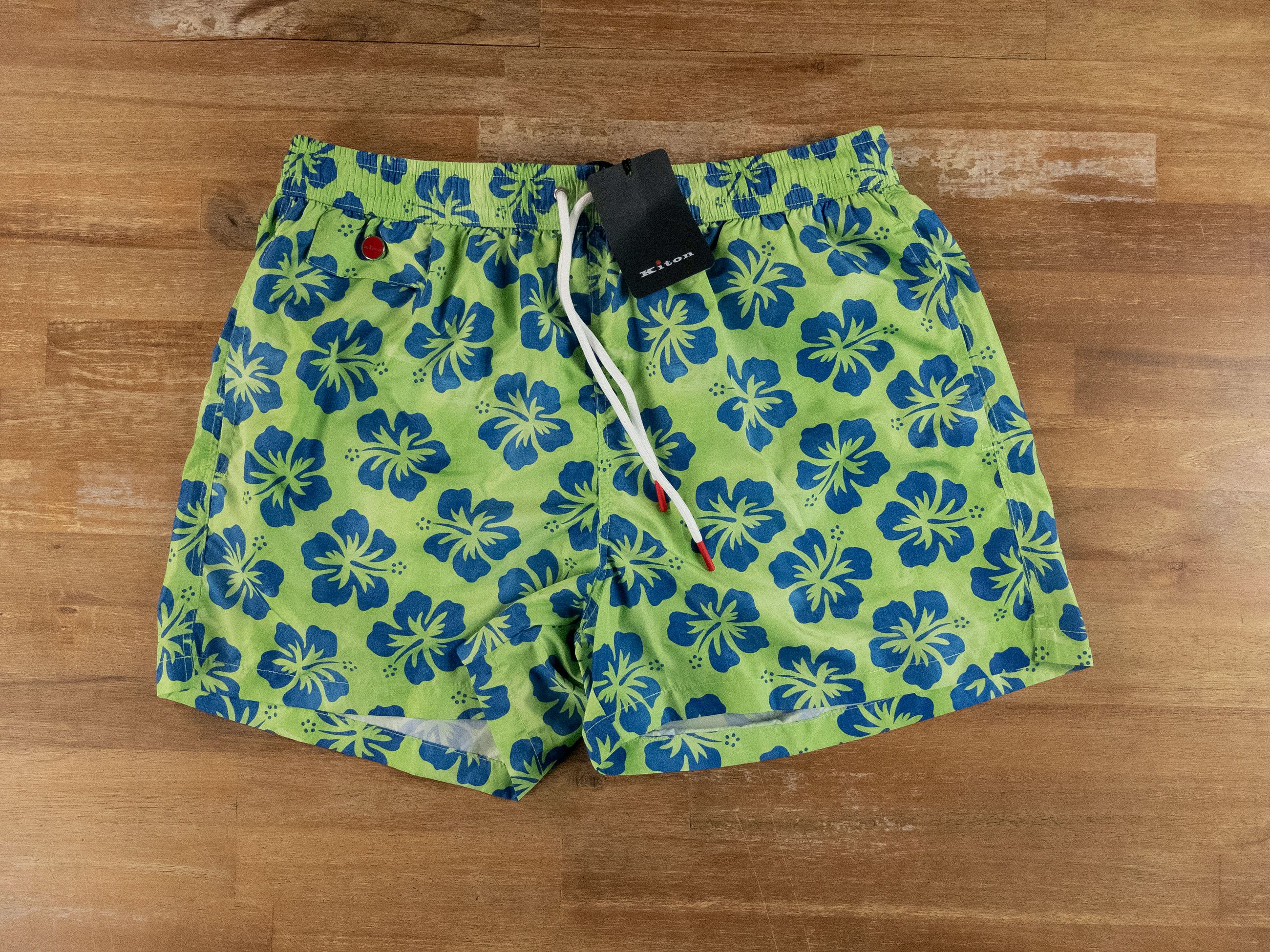 Kiton KITON Napoli green blue floral print nylon swim shorts Large Size US 34 / EU 50 - 1 Thumbnail