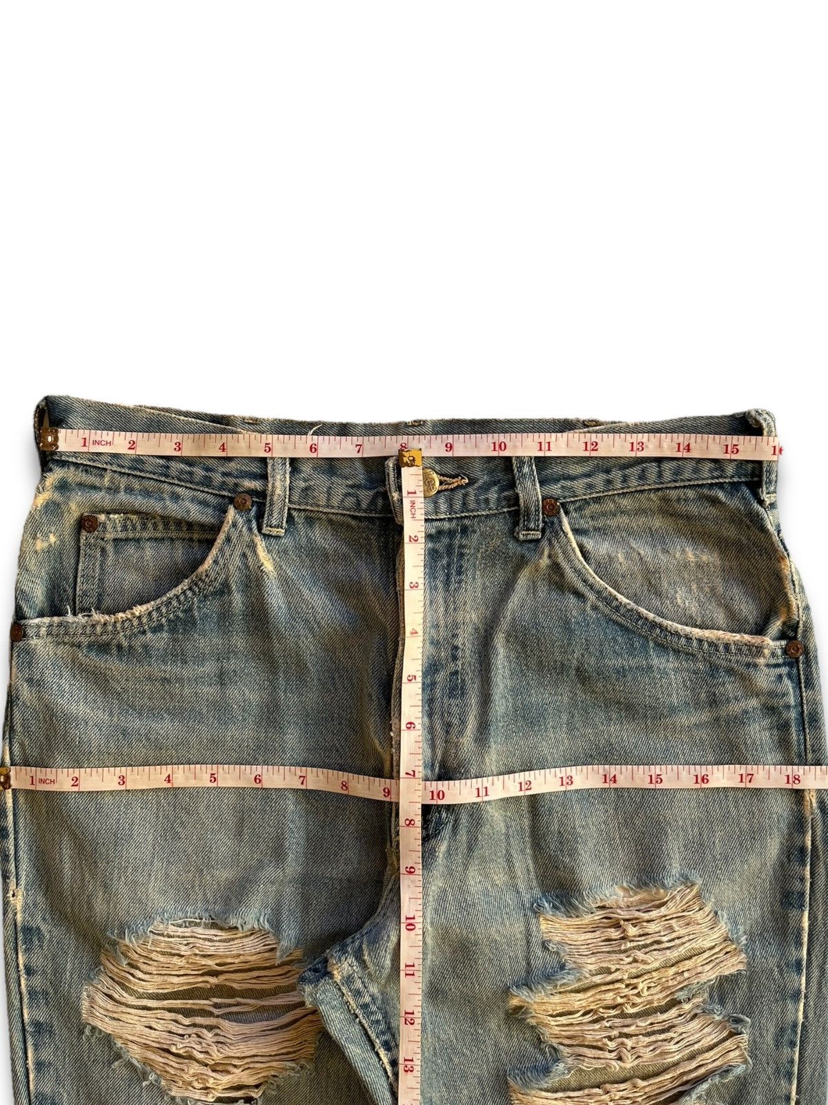 Lee Vintage 70s Lee Riders Talon Zipper Distressed Flare Jeans Size US 32 / EU 48 - 11 Thumbnail