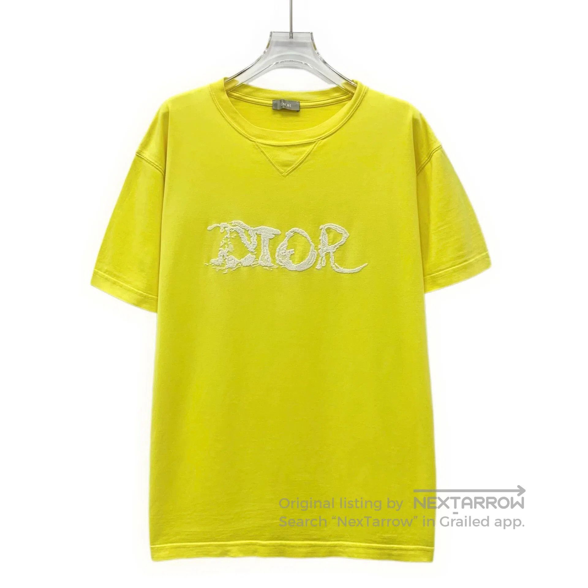 Dior dior yellow logo embroidered cotton t-shirt. Size US M / EU 48-50 / 2 - 1 Thumbnail